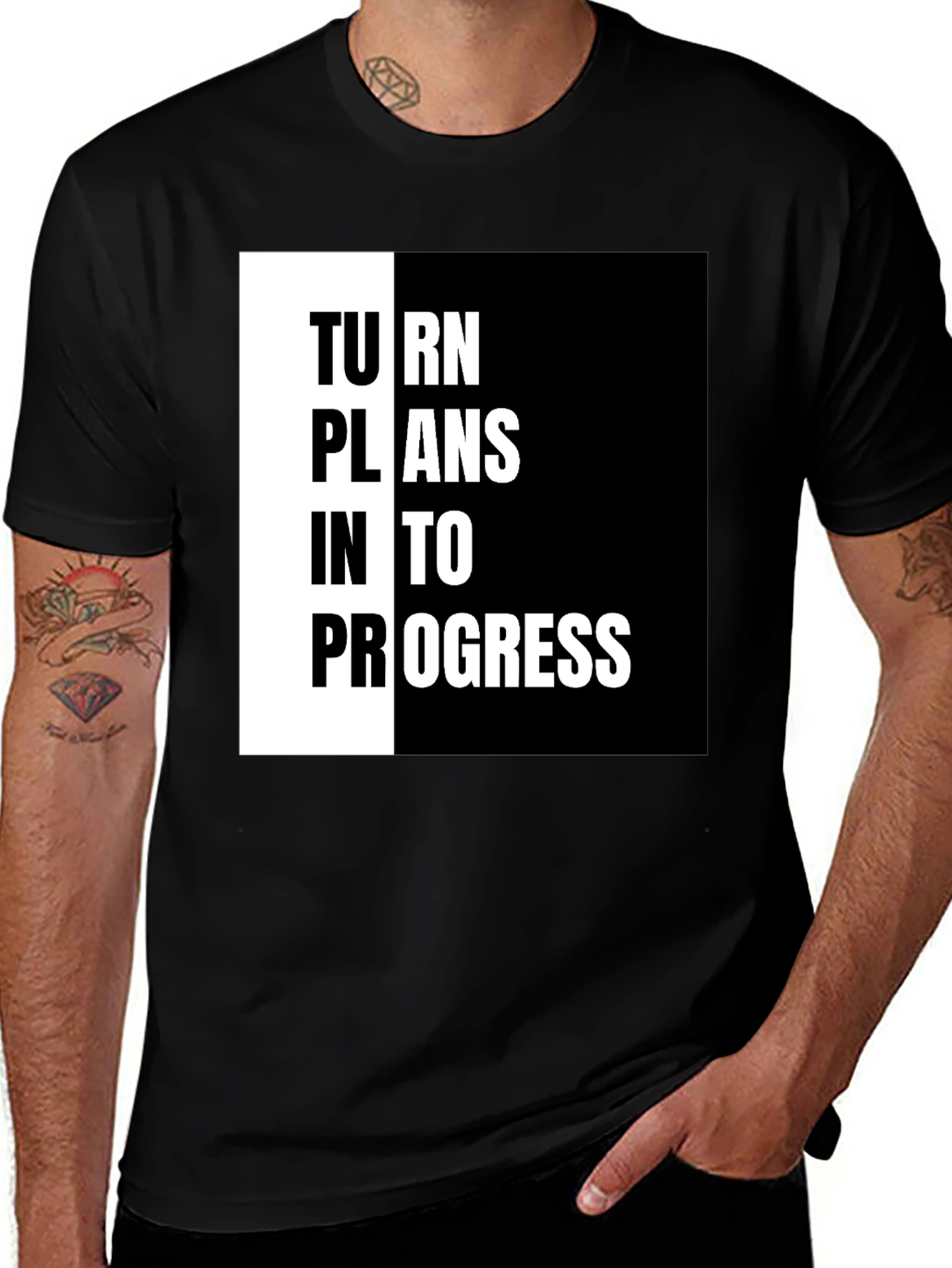 Variant 14 of Motivational "Turn Plans Into Progress" Graphic Tee