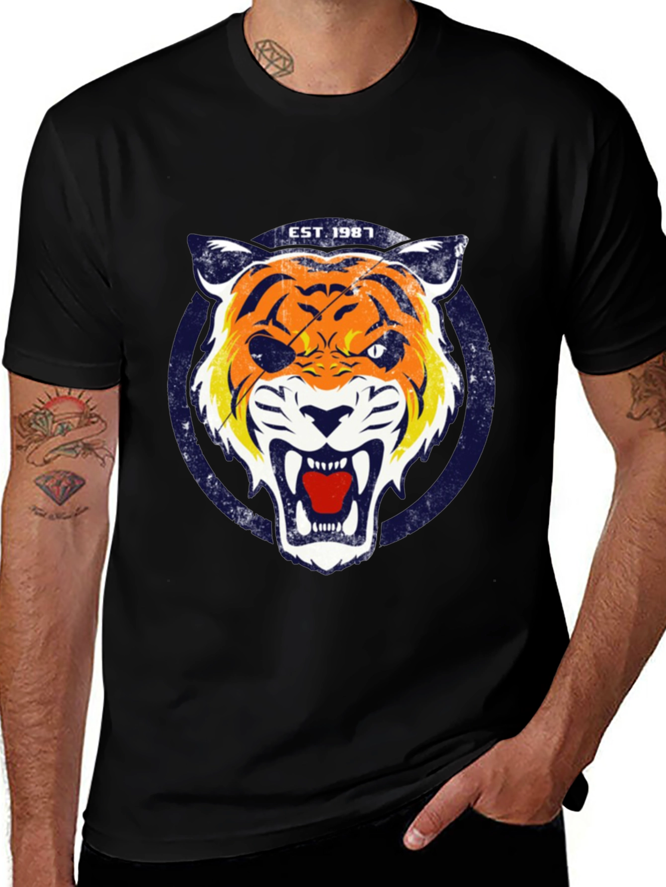 Variant 6 of EST. 1987 Tiger Graphic Tee - Vintage Style T-Shirt
