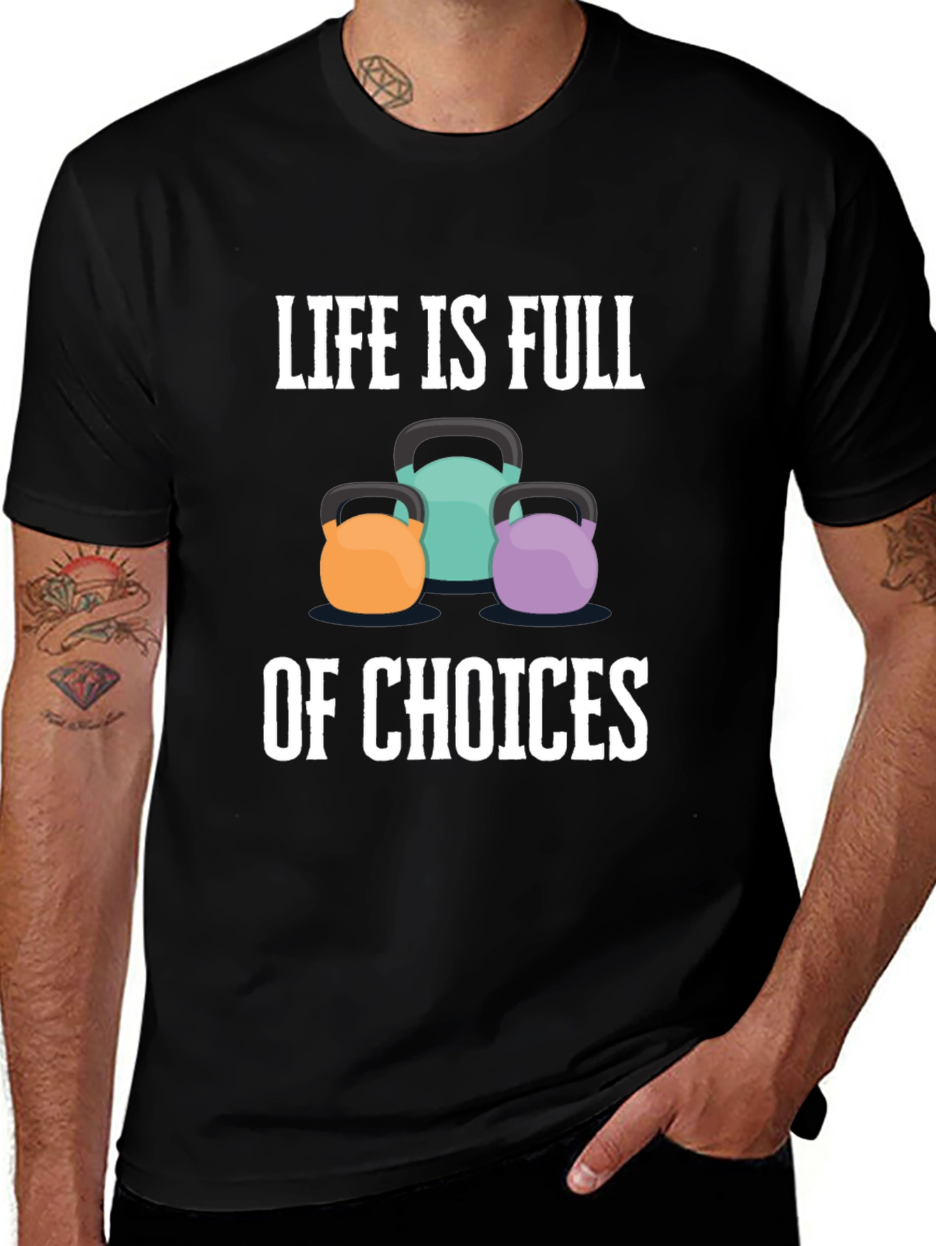 Variant 21 of Life is Full of Choices T-Shirt - Kettlebell Design