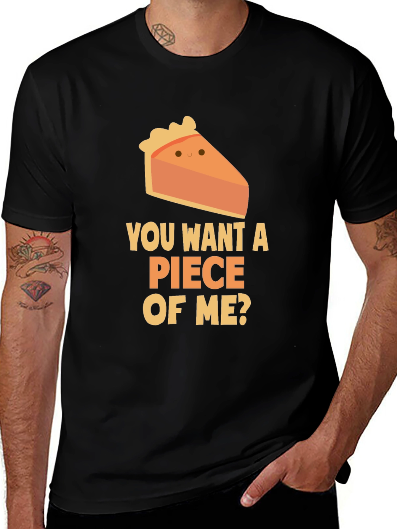 Black Want a Piece of Me? Pie Slice T-Shirt main image
