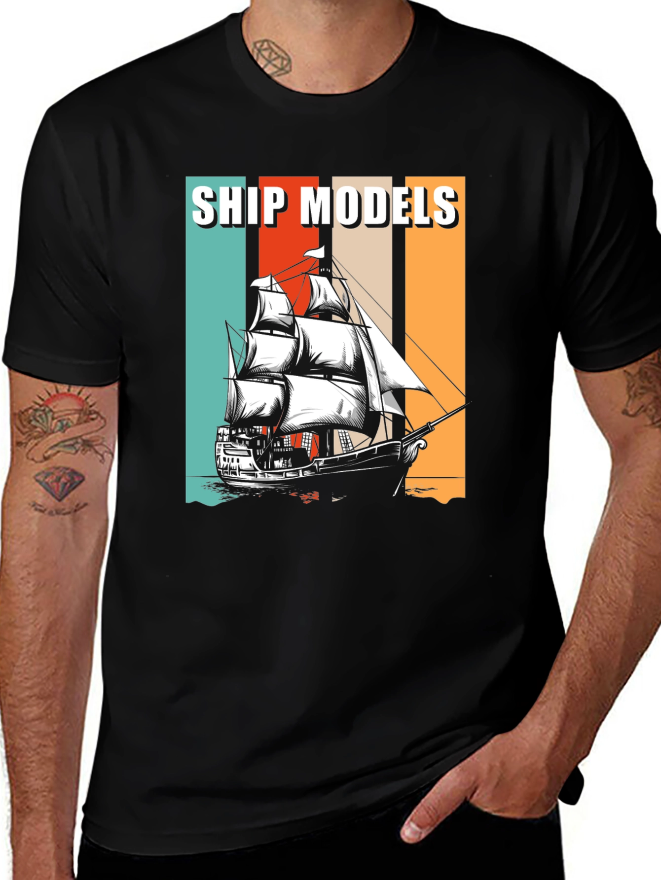 Variant 19 of Ship Models Graphic Tee - Retro Nautical Design