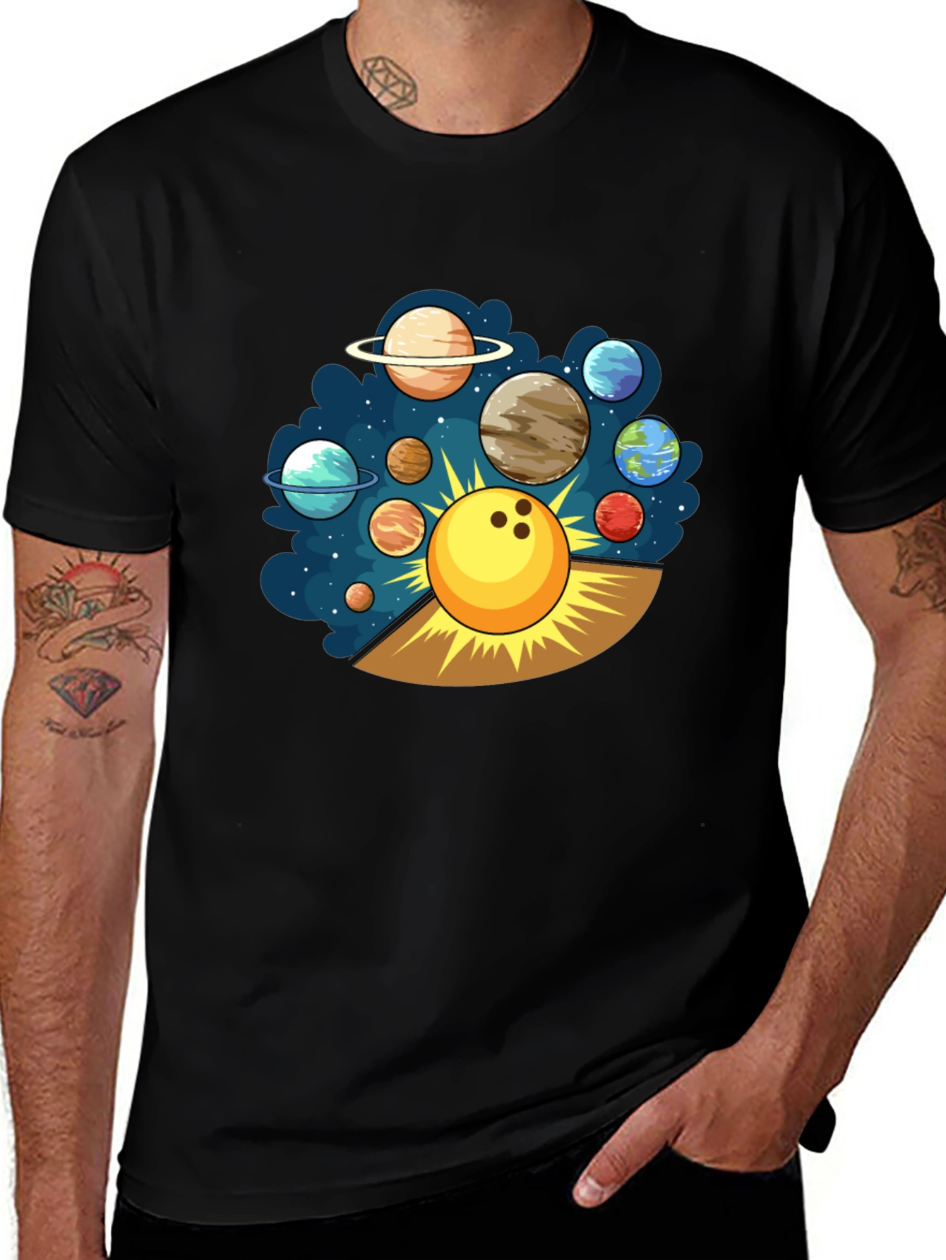 Bowling Planet T-Shirt, Cosmic Strike Tee