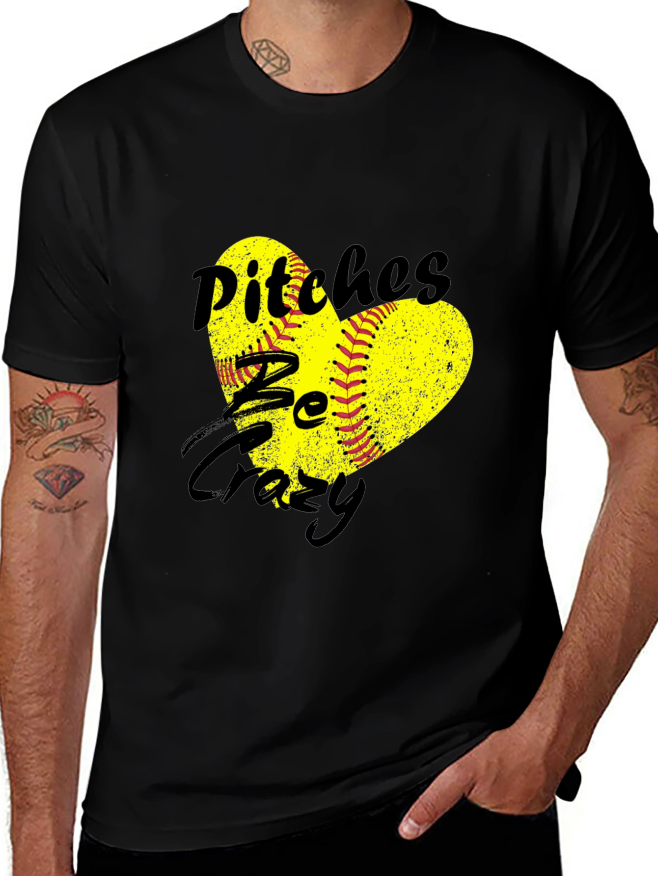 Variant 11 of Pitches Be Crazy Softball Heart T-Shirt