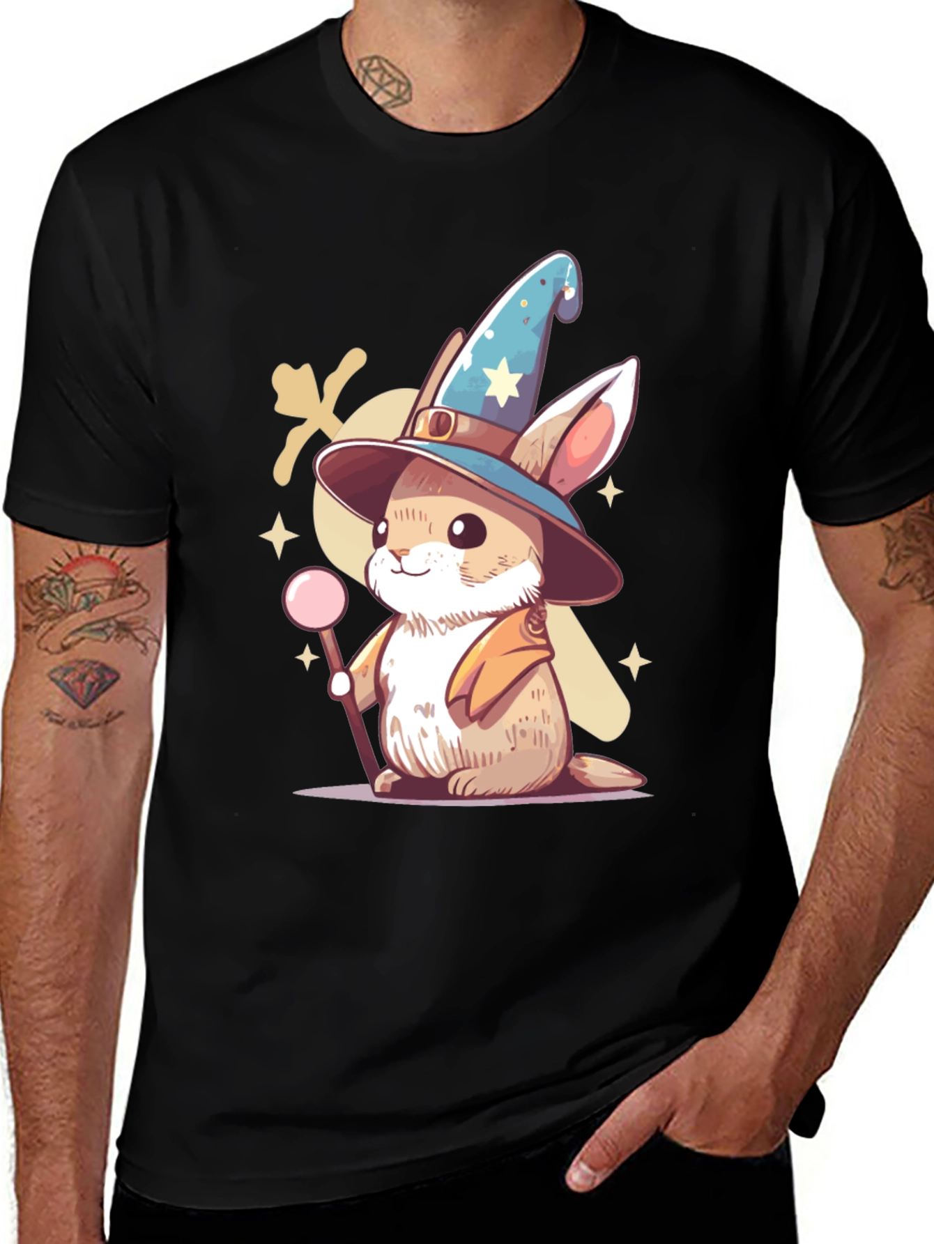 Variant 17 of Wizard Bunny Black T-Shirt