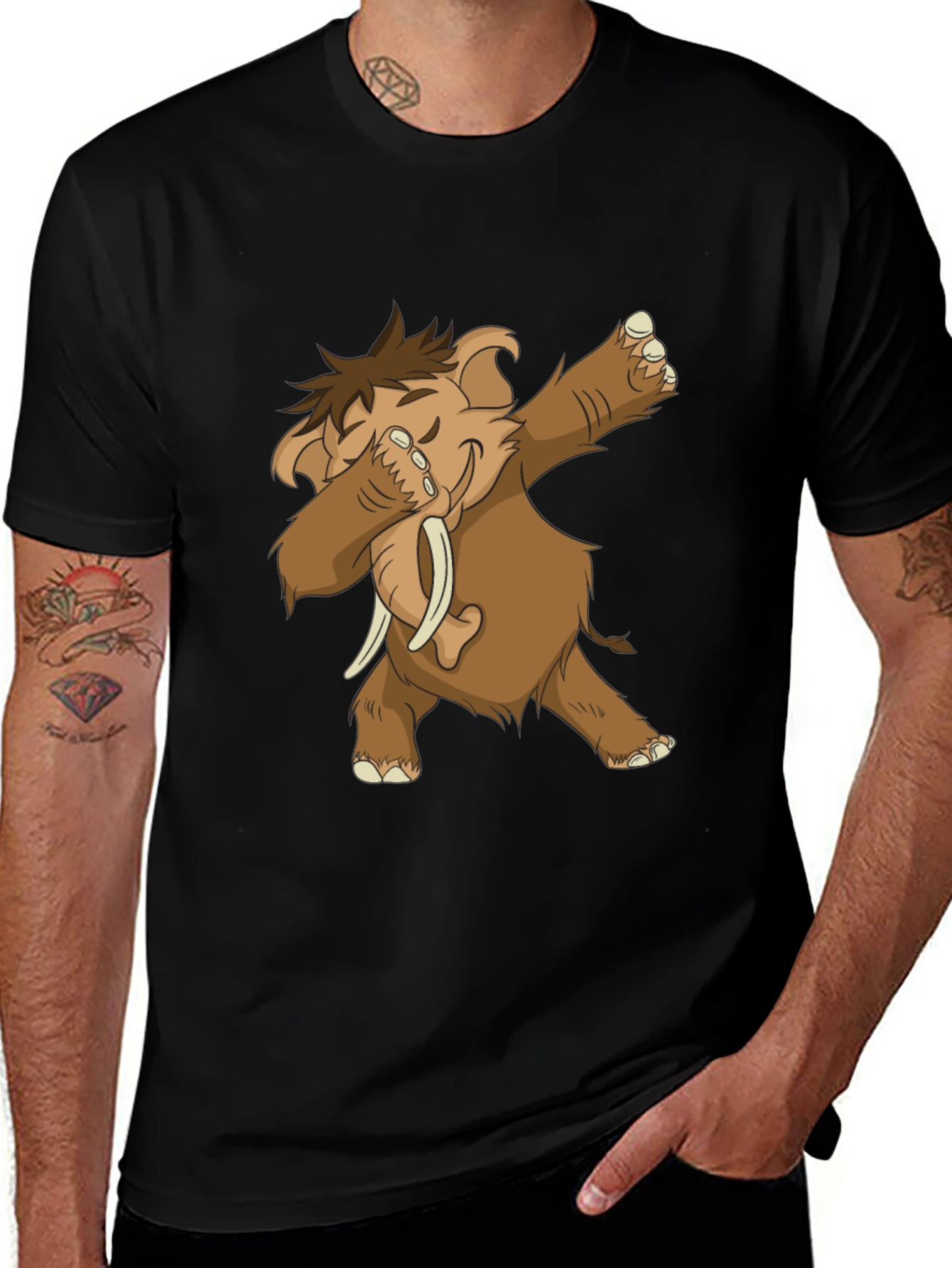 Variant 30 of Dabbing Mammoth Graphic Tee - Cool Black T-Shirt