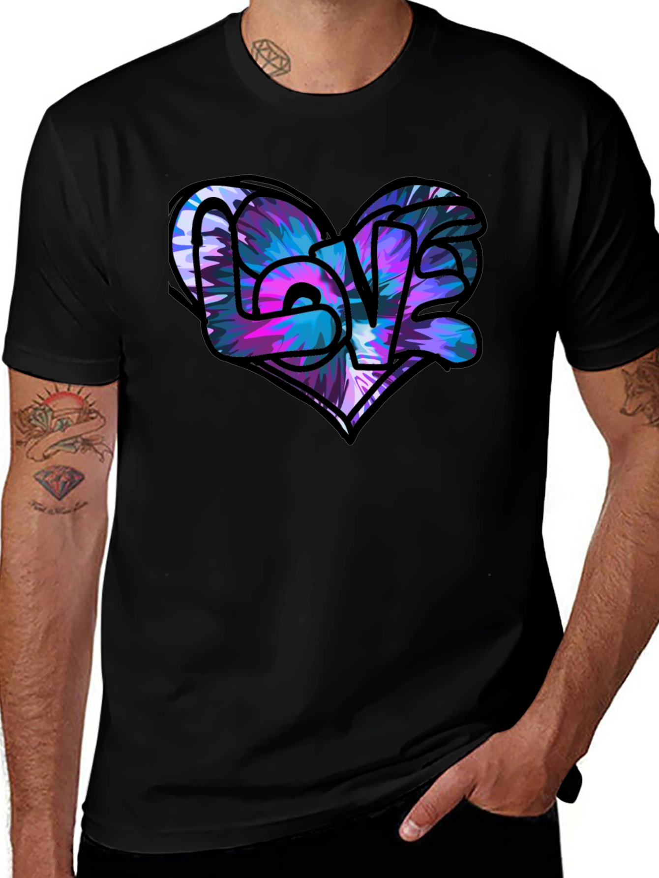 Variant 4 of Love Heart Graphic Black T-Shirt