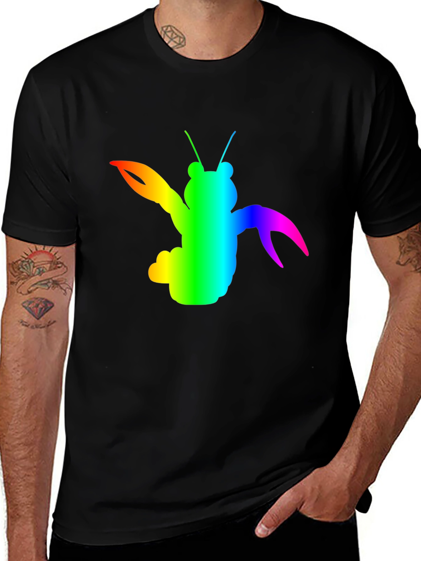 Variant 24 of Rainbow Lobster Graphic Tee - Black