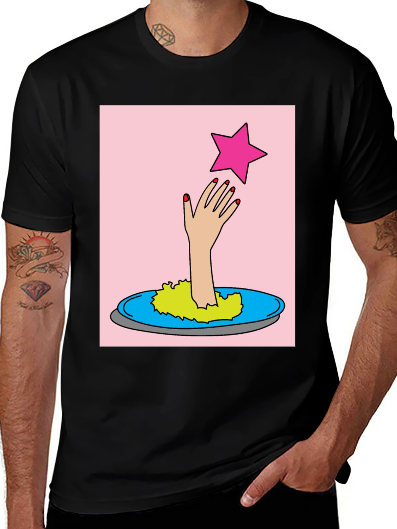 Variant 23 of Star Hand T-Shirt - Quirky Graphic Tee