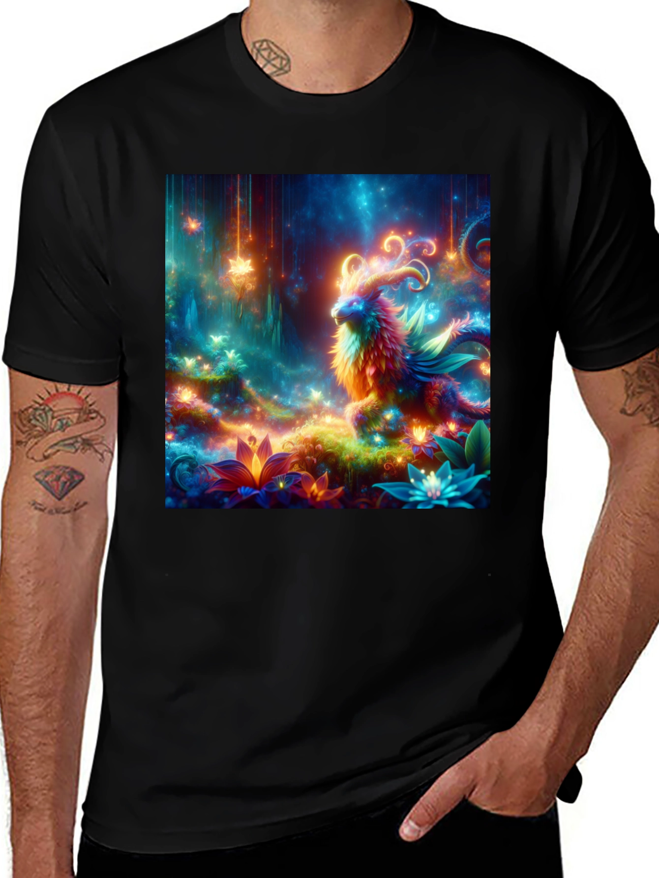 Variant 2 of Fantasy Dragon Art Black T-Shirt