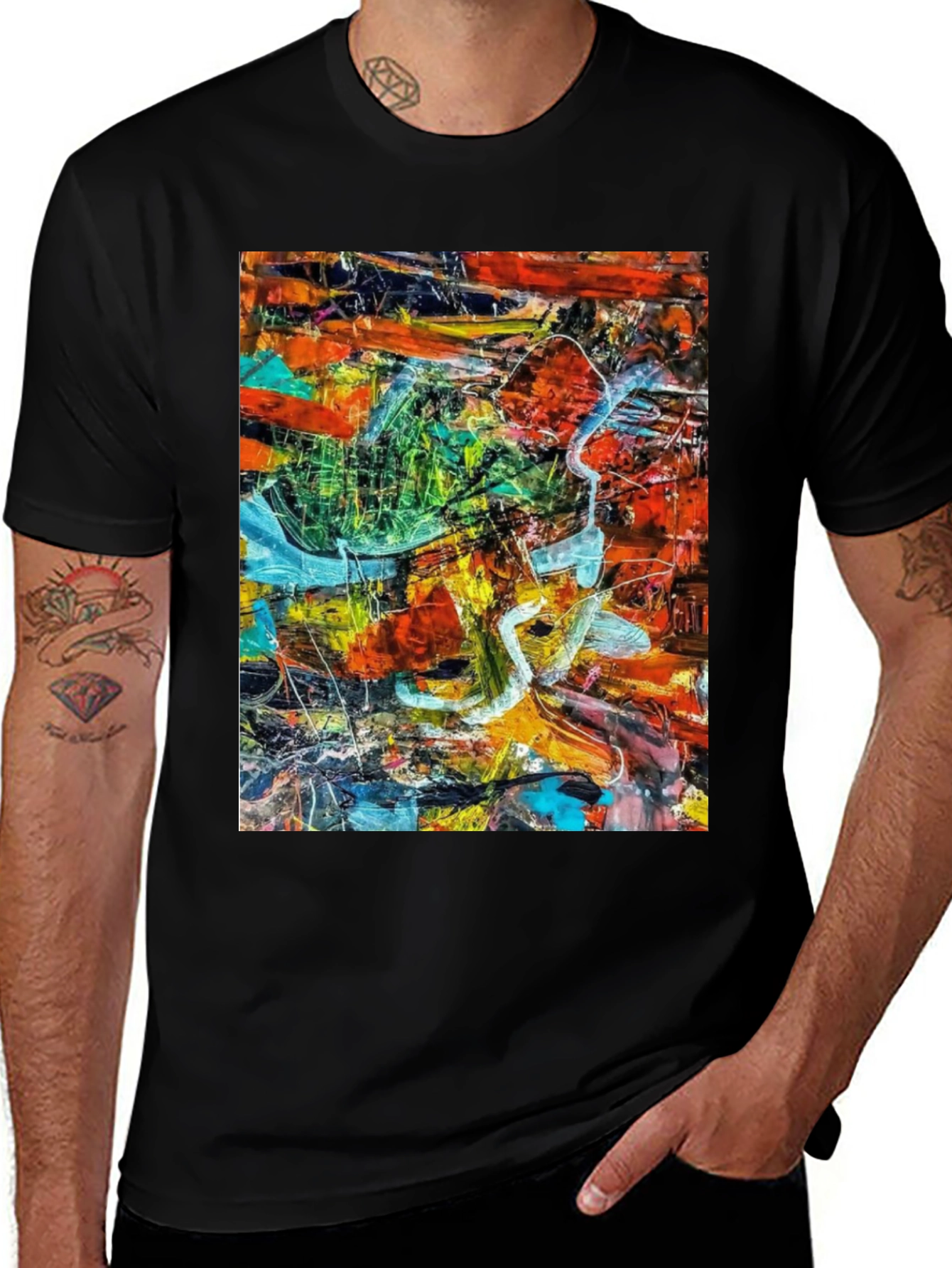 Variant 24 of Abstract Art Graphic Black T-Shirt