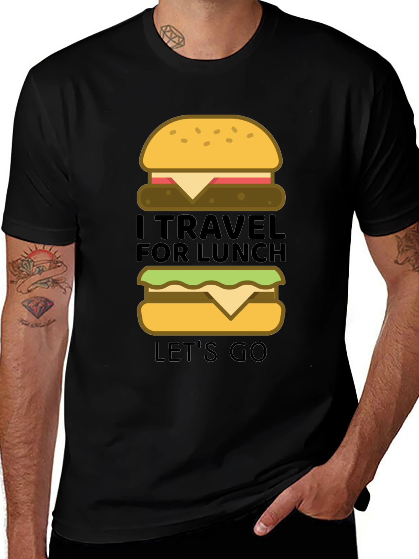 Variant 11 of I Travel For Lunch Funny Foodie T-Shirt