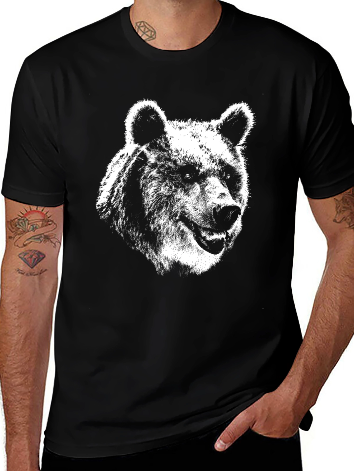 Variant 24 of Bear Graphic Tee - Black Unisex T-Shirt