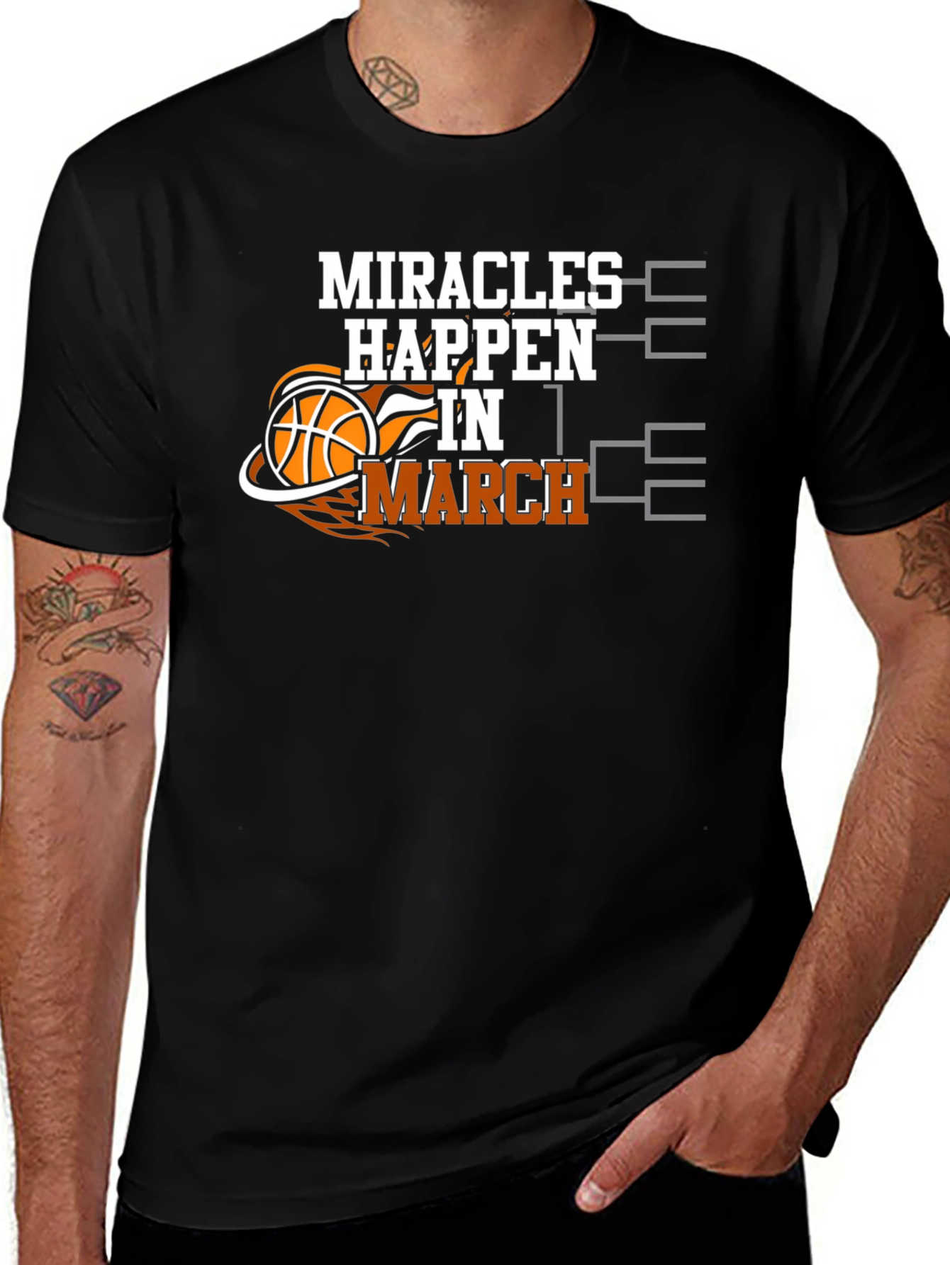 Variant 5 of Miracles Happen in March Basketball T-Shirt