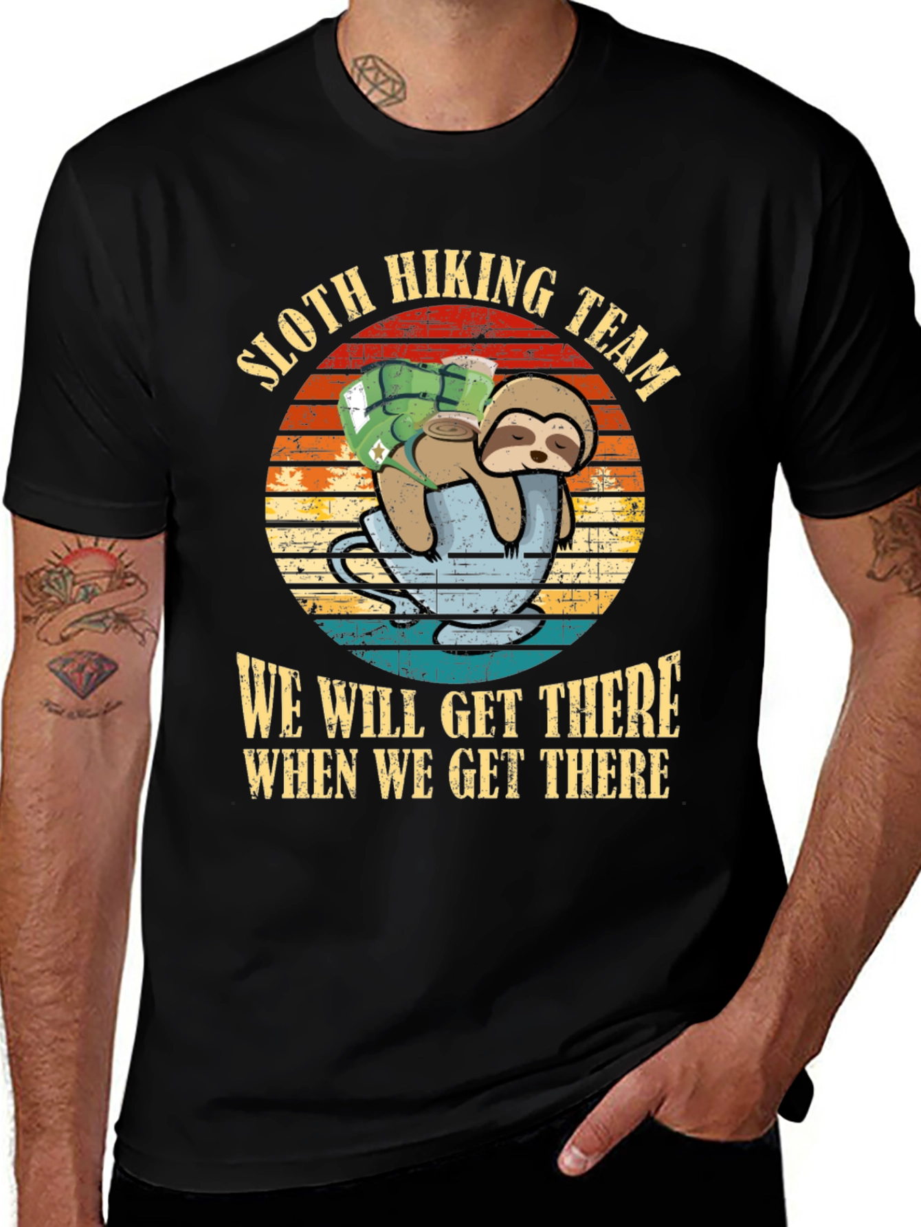 Variant 30 of Sloth Hiking Team Graphic T-Shirt - Relaxed Fit