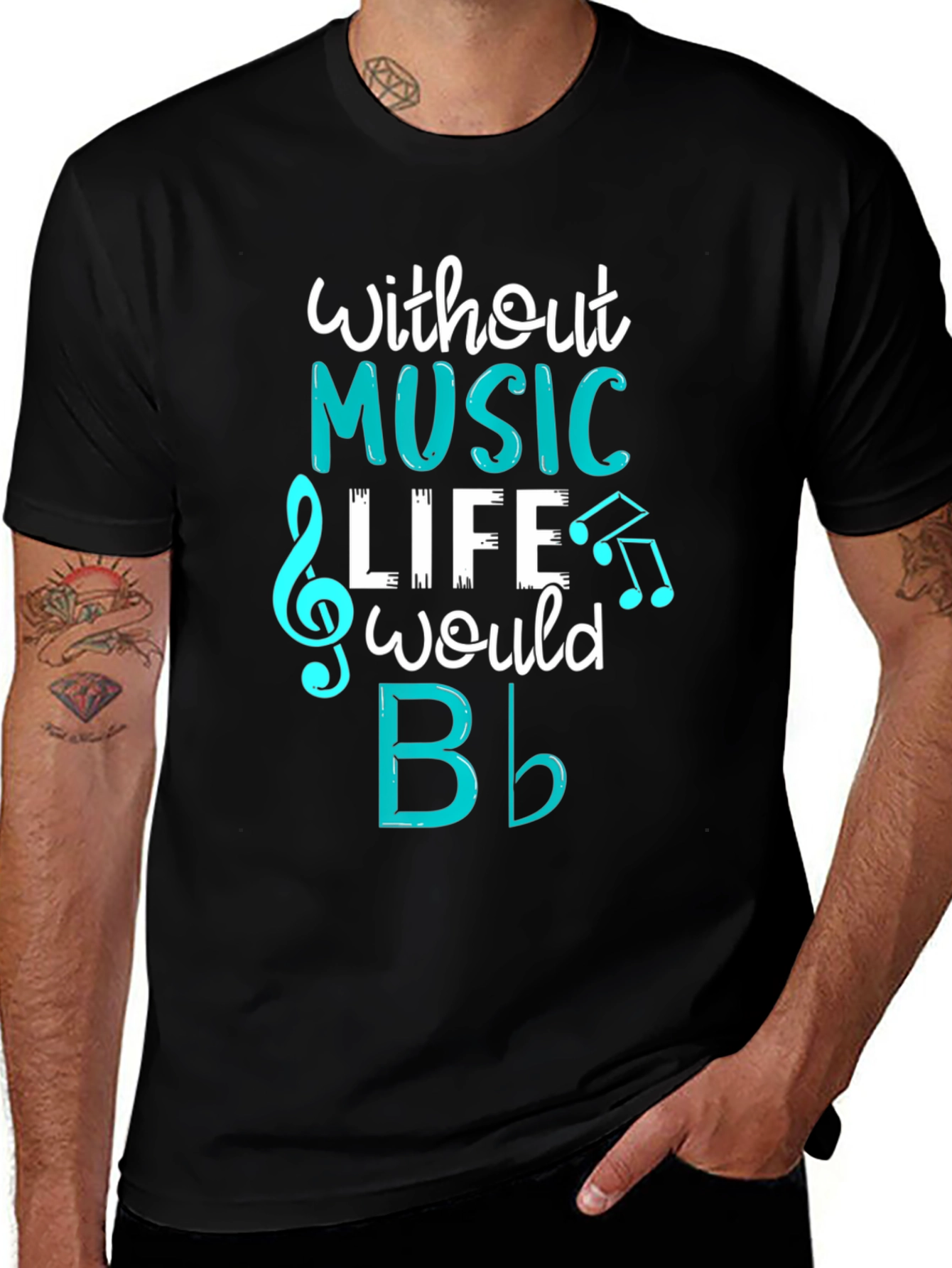 Music Lover's T-Shirt: Without Music Life Would B Flat