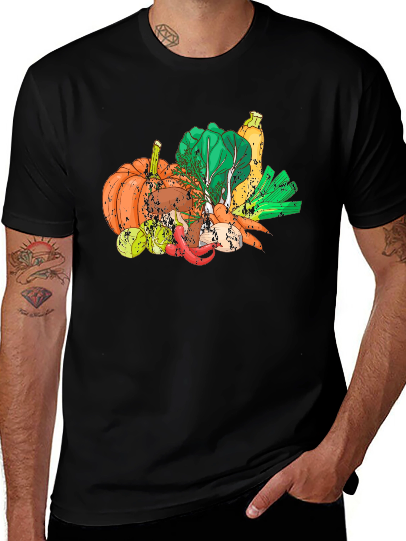 Variant 17 of Vegetable Medley Graphic Black T-Shirt