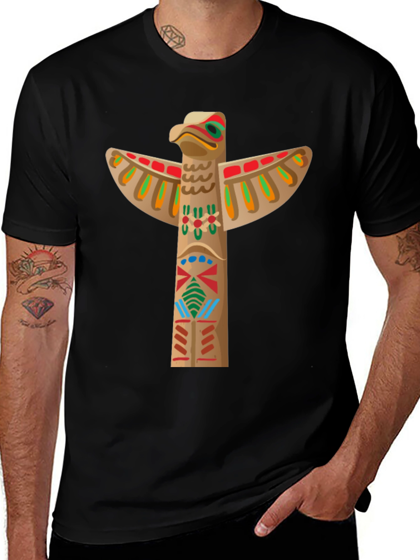 Variant 22 of Totem Pole Graphic Tee - Black