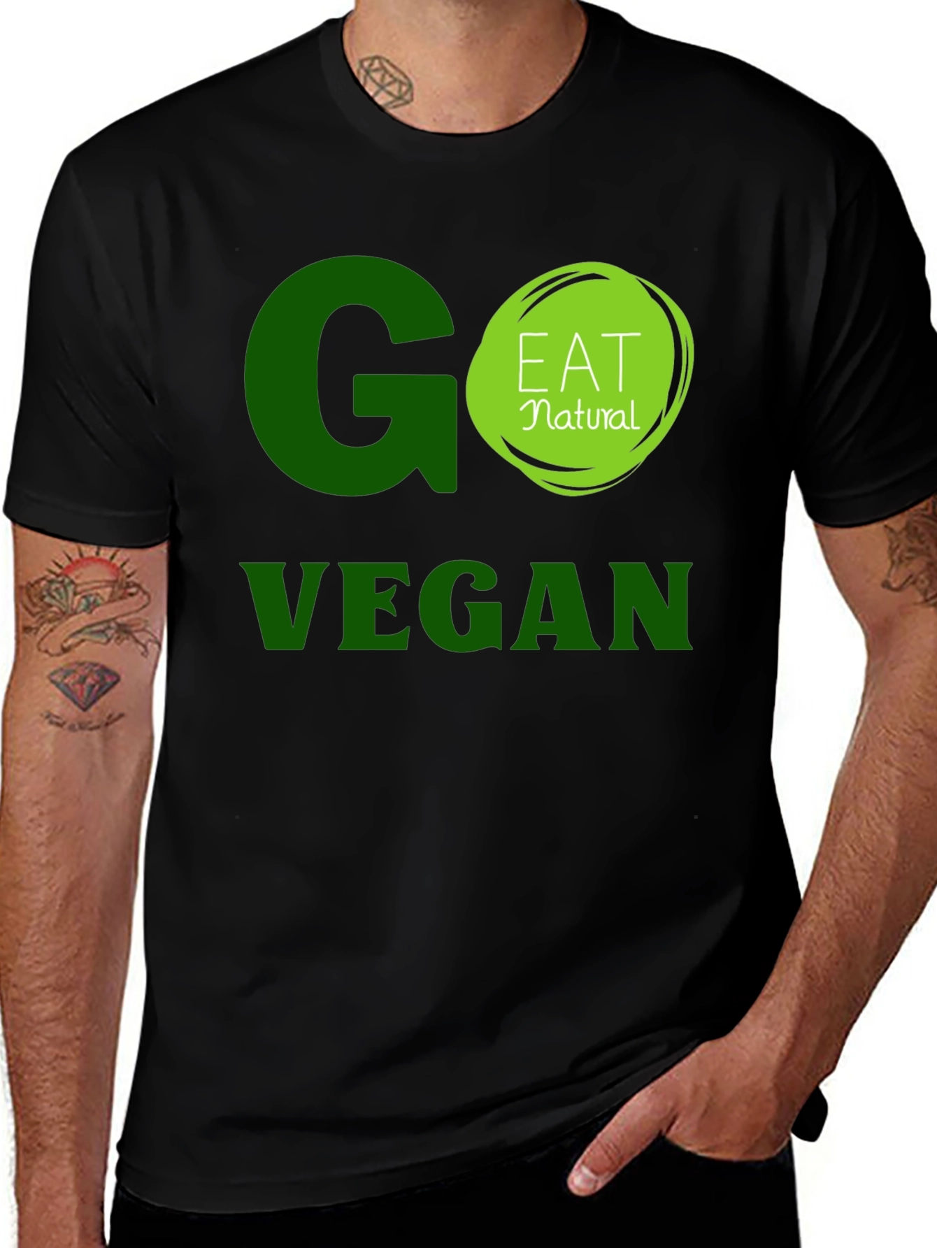 Variant 21 of Go Vegan Eat Natural Black T-Shirt