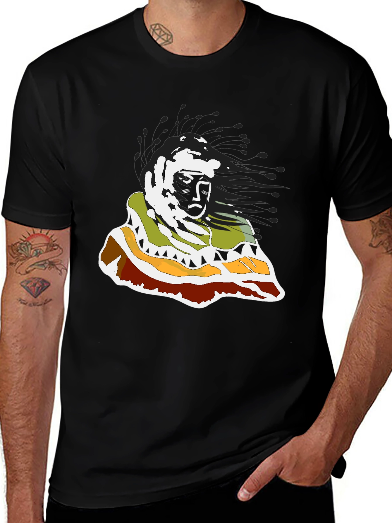 Variant 29 of Native Inspired Graphic Tee - Stylish Black T-Shirt