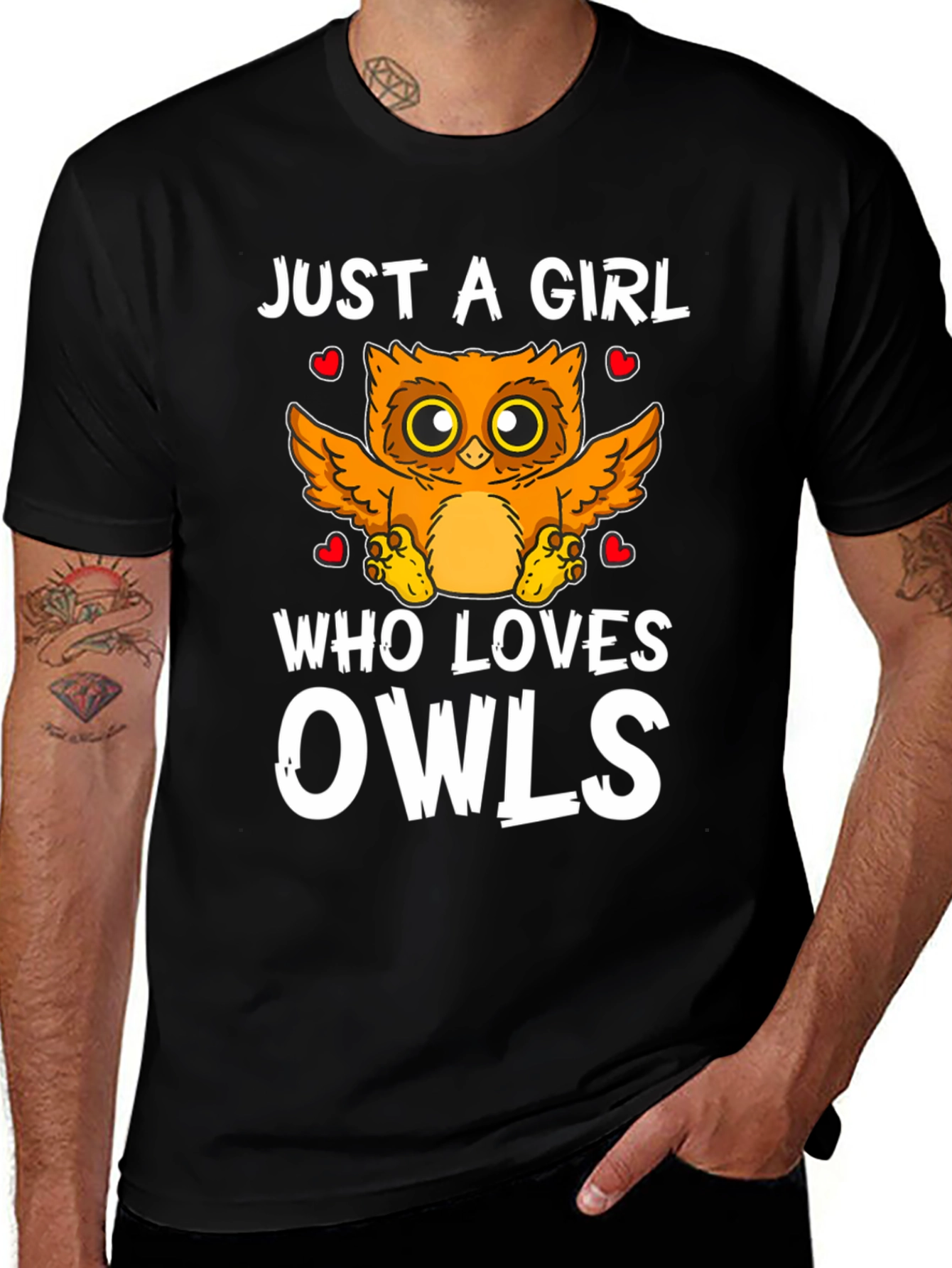 Just a Girl Who Loves Owls Black T-Shirt