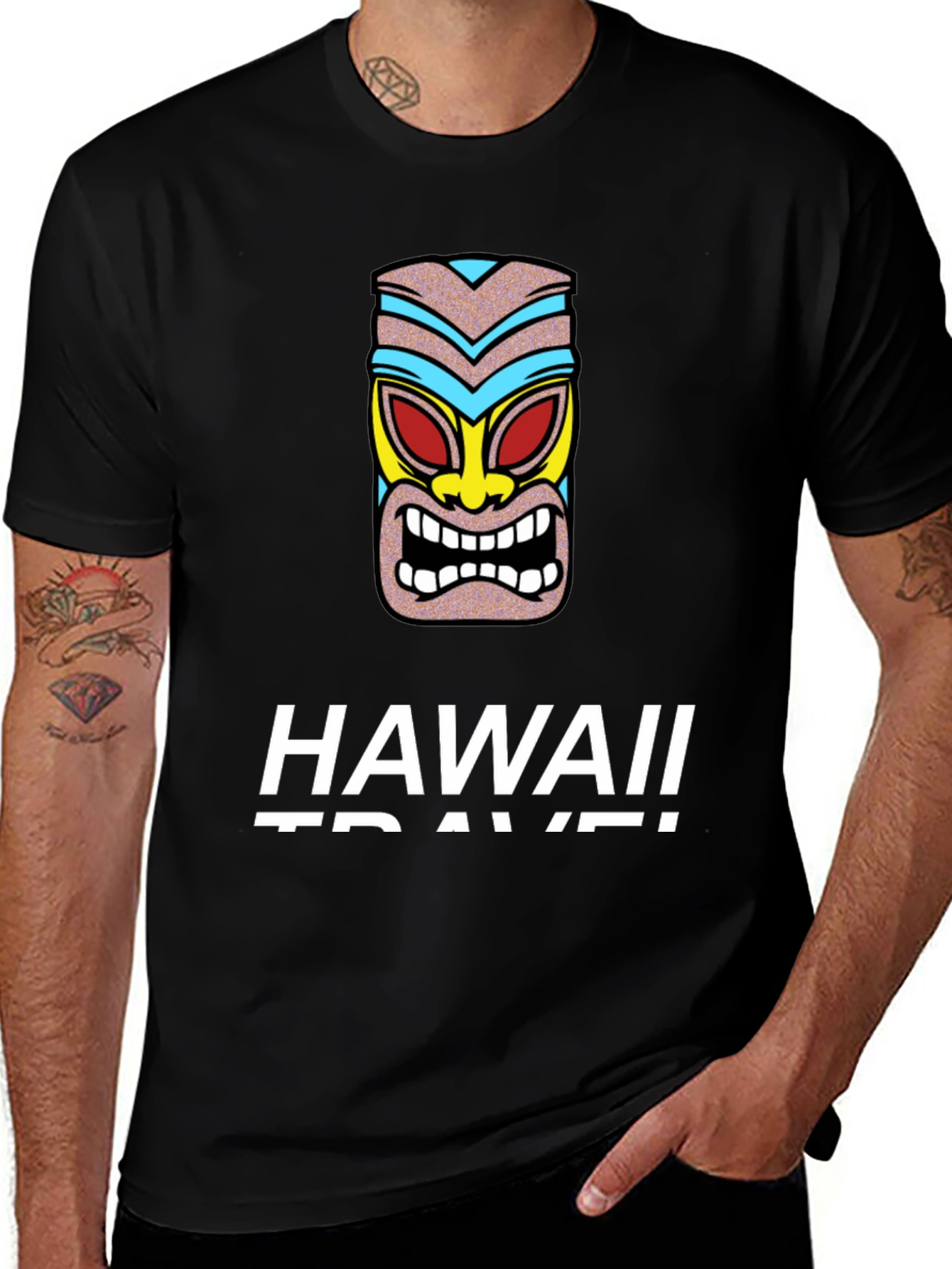 Hawaii Travel Tiki Graphic T-Shirt
