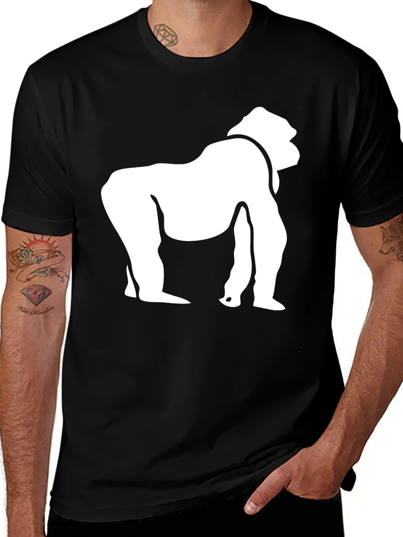 Variant 6 of Black T-Shirt with White Gorilla Graphic