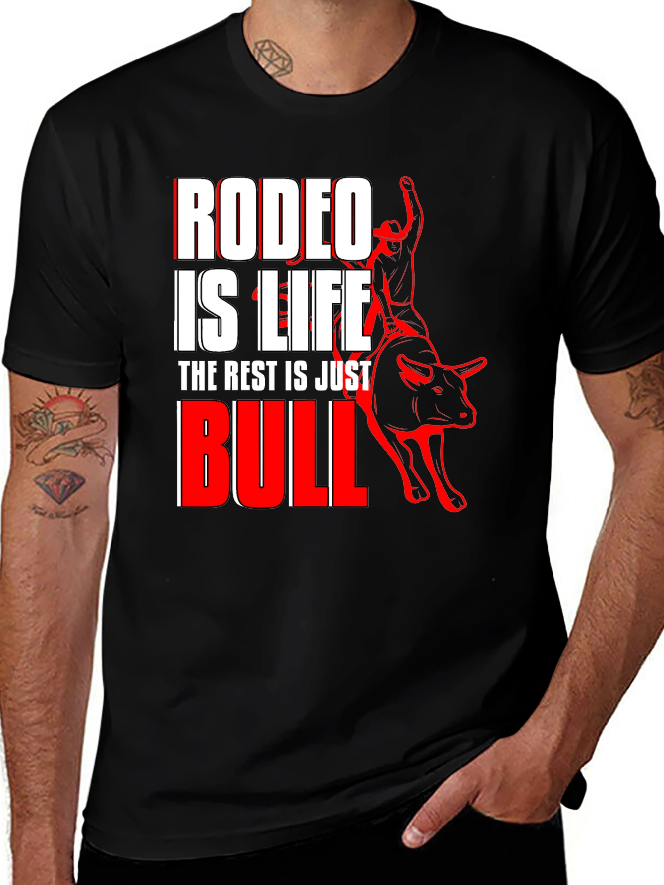 Variant 9 of Rodeo is Life Bull Riding Graphic T-Shirt