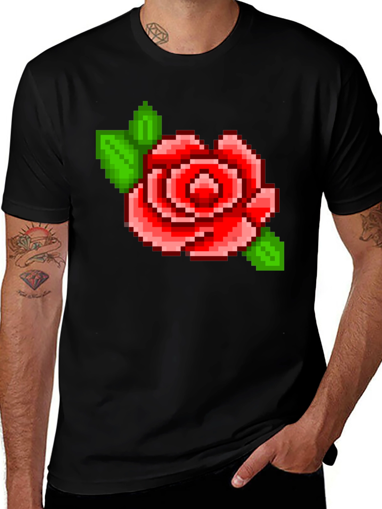 Variant 18 of Pixel Rose T-Shirt - Retro Gaming Style