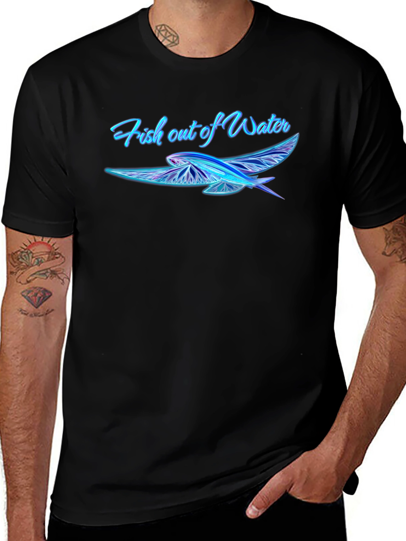 Variant 9 of Fish Out of Water Graphic Tee - Unique Design