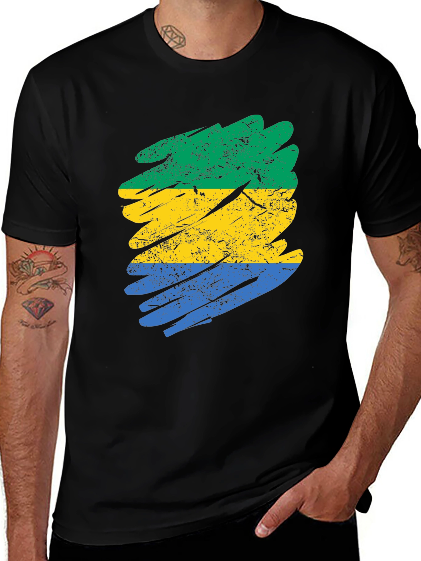 Gabon Flag Brushstroke T-Shirt