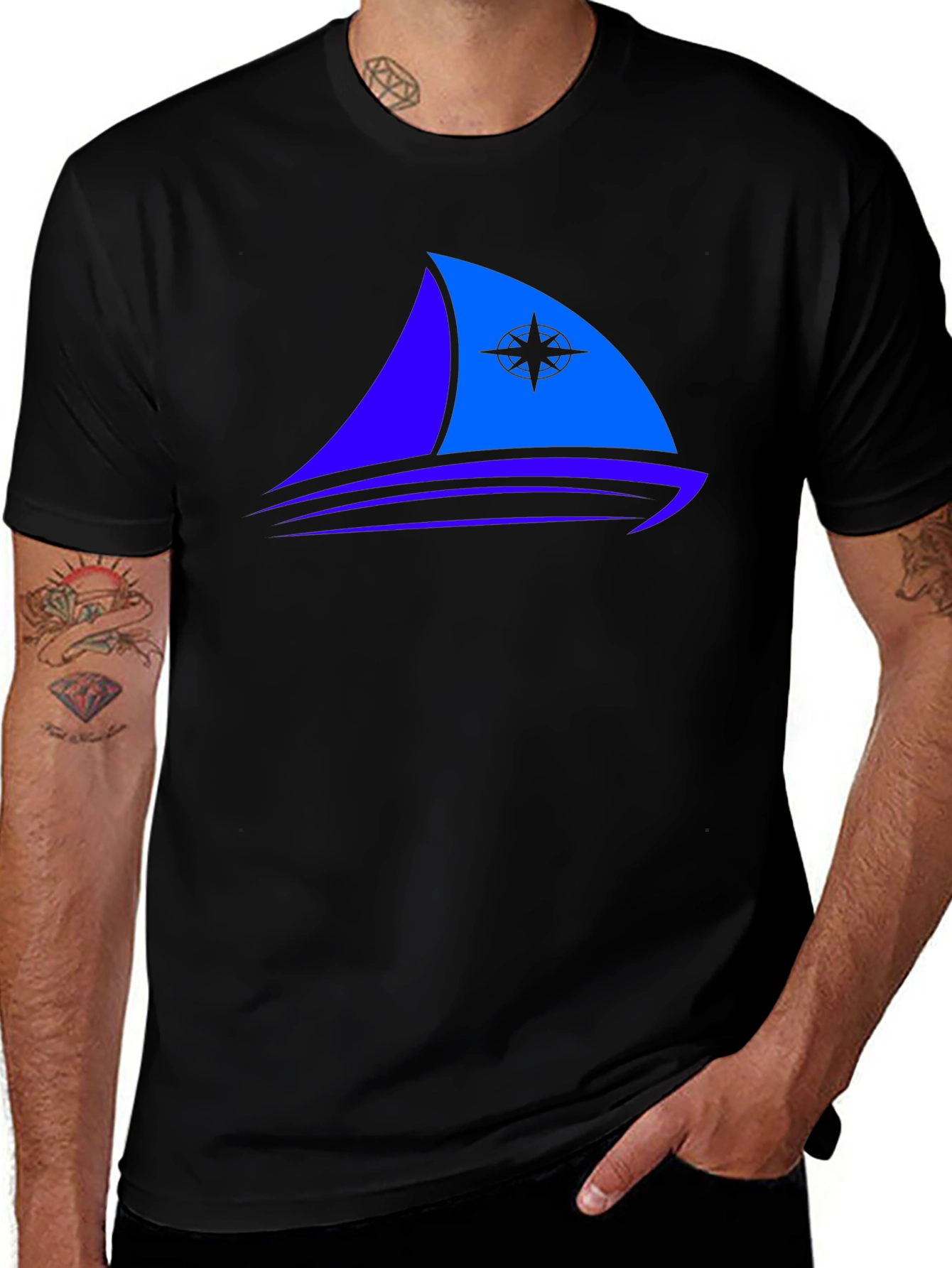 Variant 10 of Nautical Sailboat Graphic Tee - Black