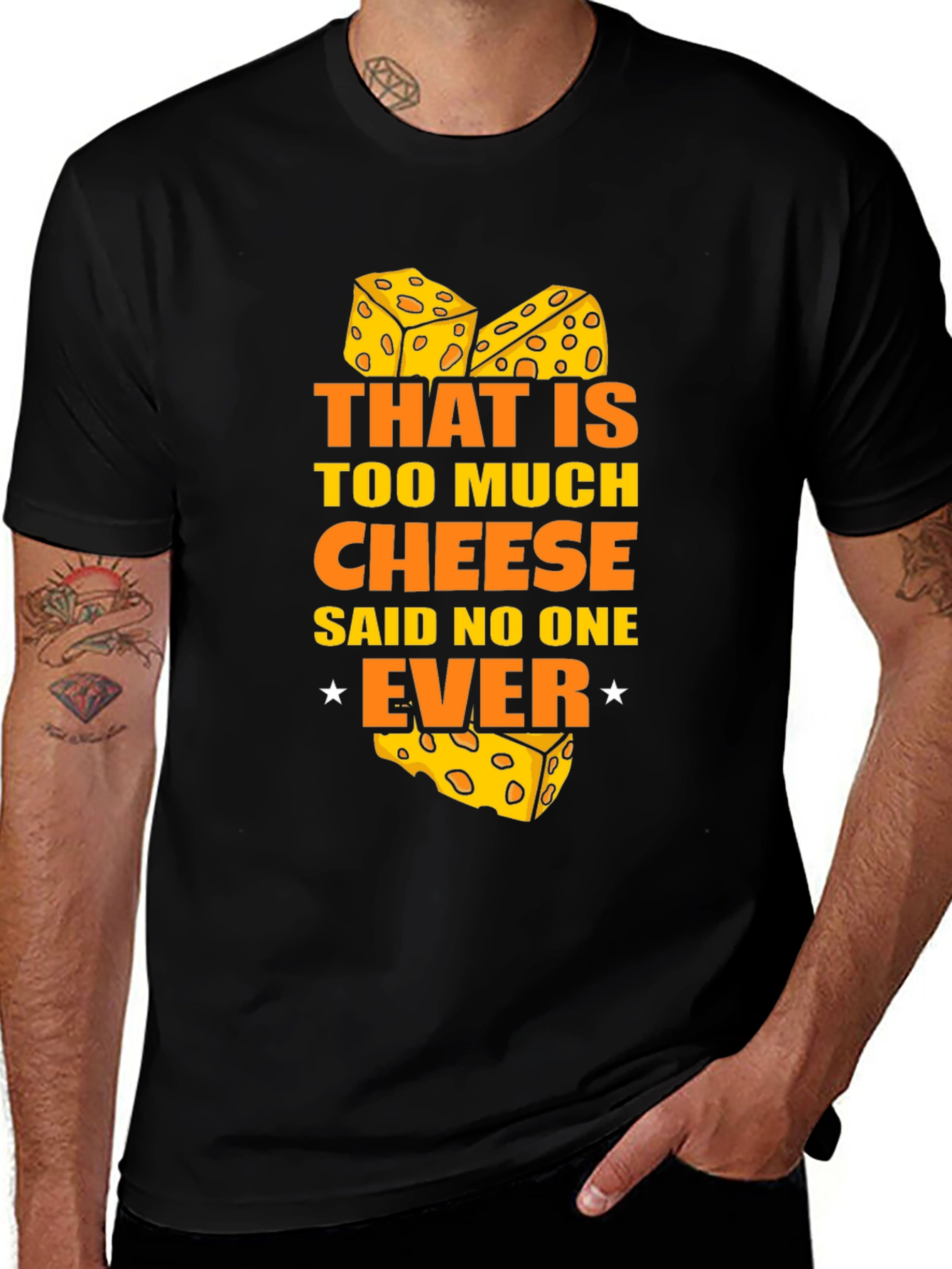 Variant 17 of Funny Cheese Lover T-Shirt - Too Much Cheese?