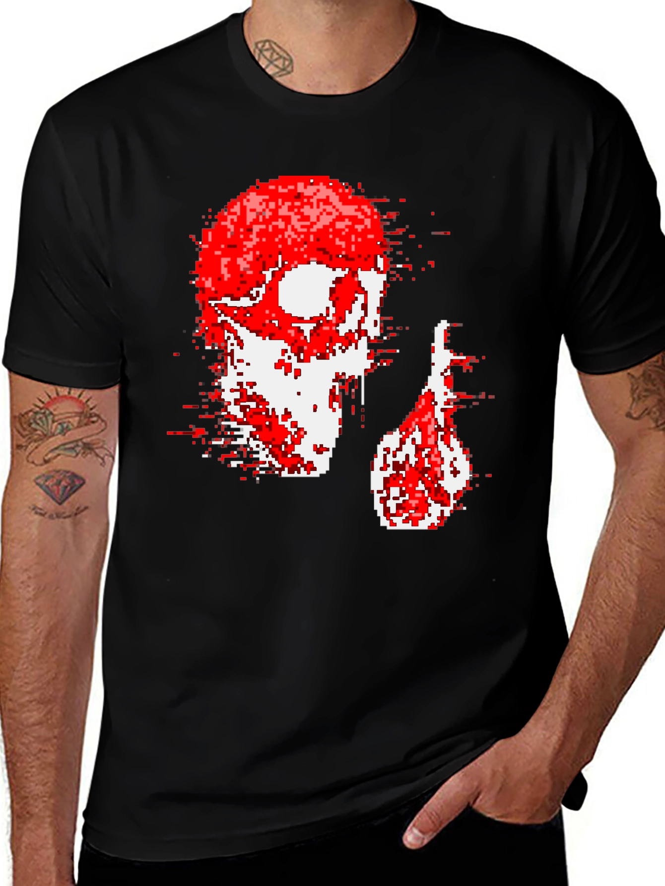 Variant 28 of Pixelated Skull Graphic Tee - Bold & Edgy Style