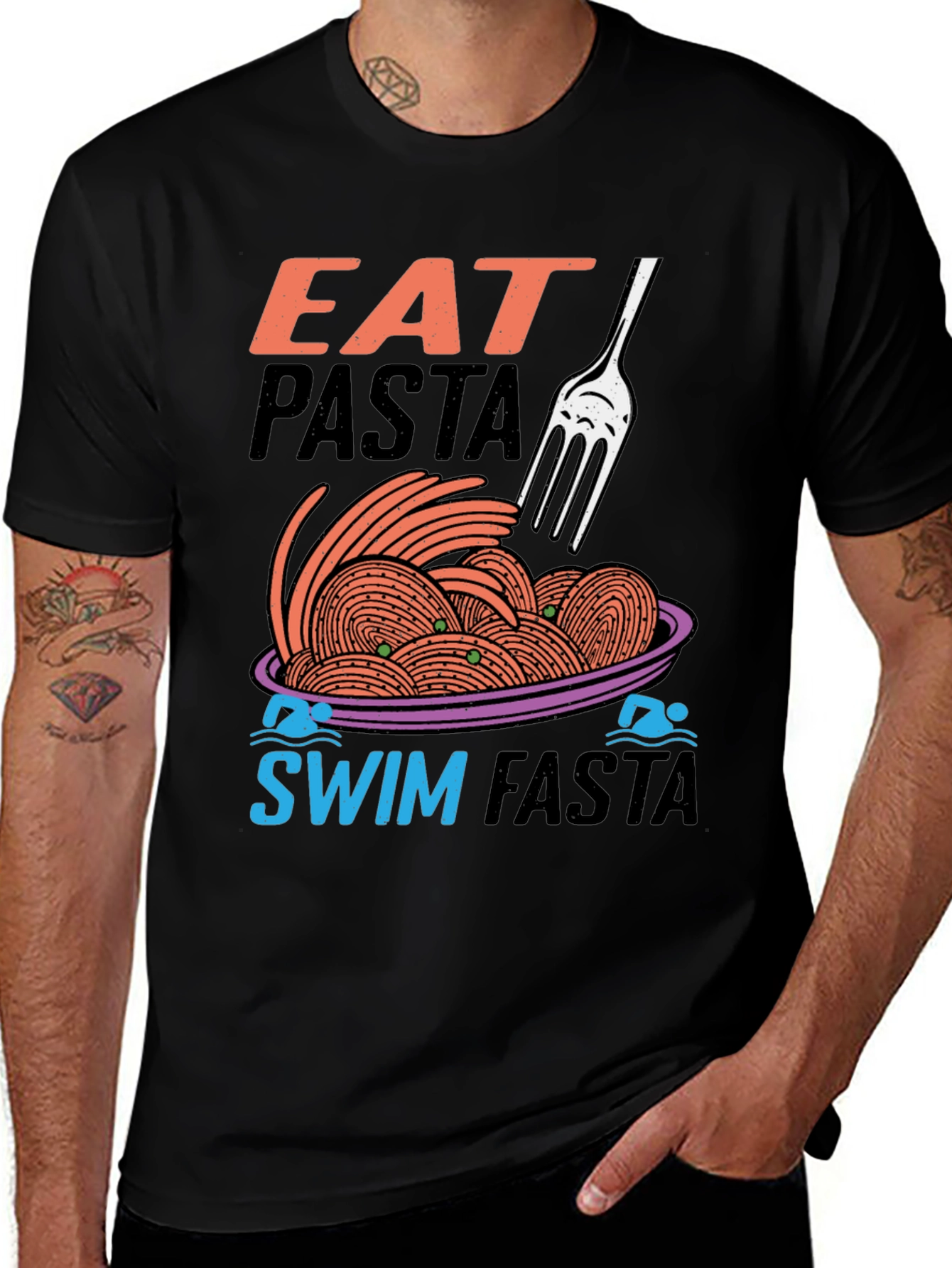 Variant 29 of Eat Pasta Swim Fasta Graphic Tee