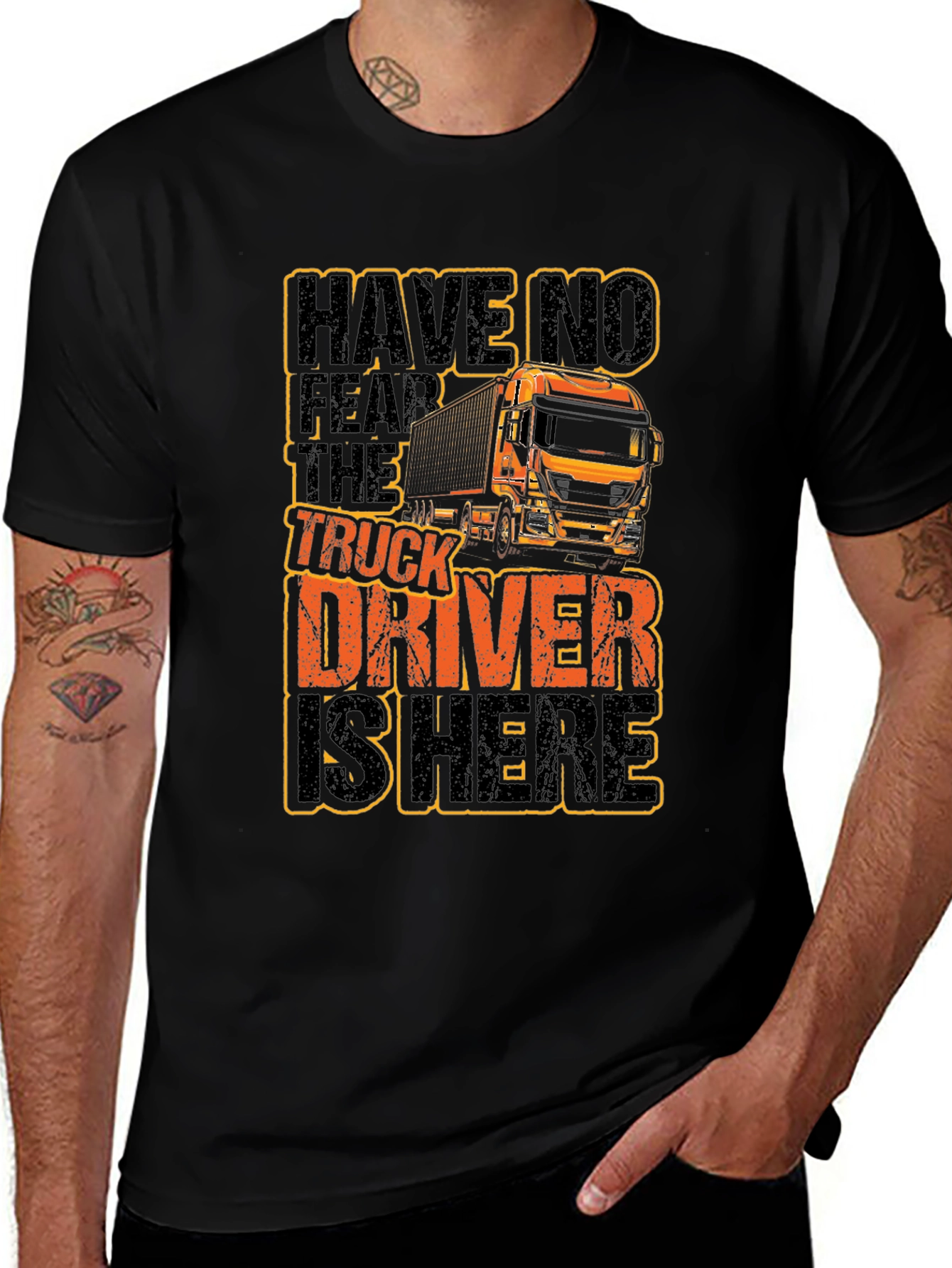 Variant 9 of Truck Driver Graphic T-Shirt - Black Cotton Tee