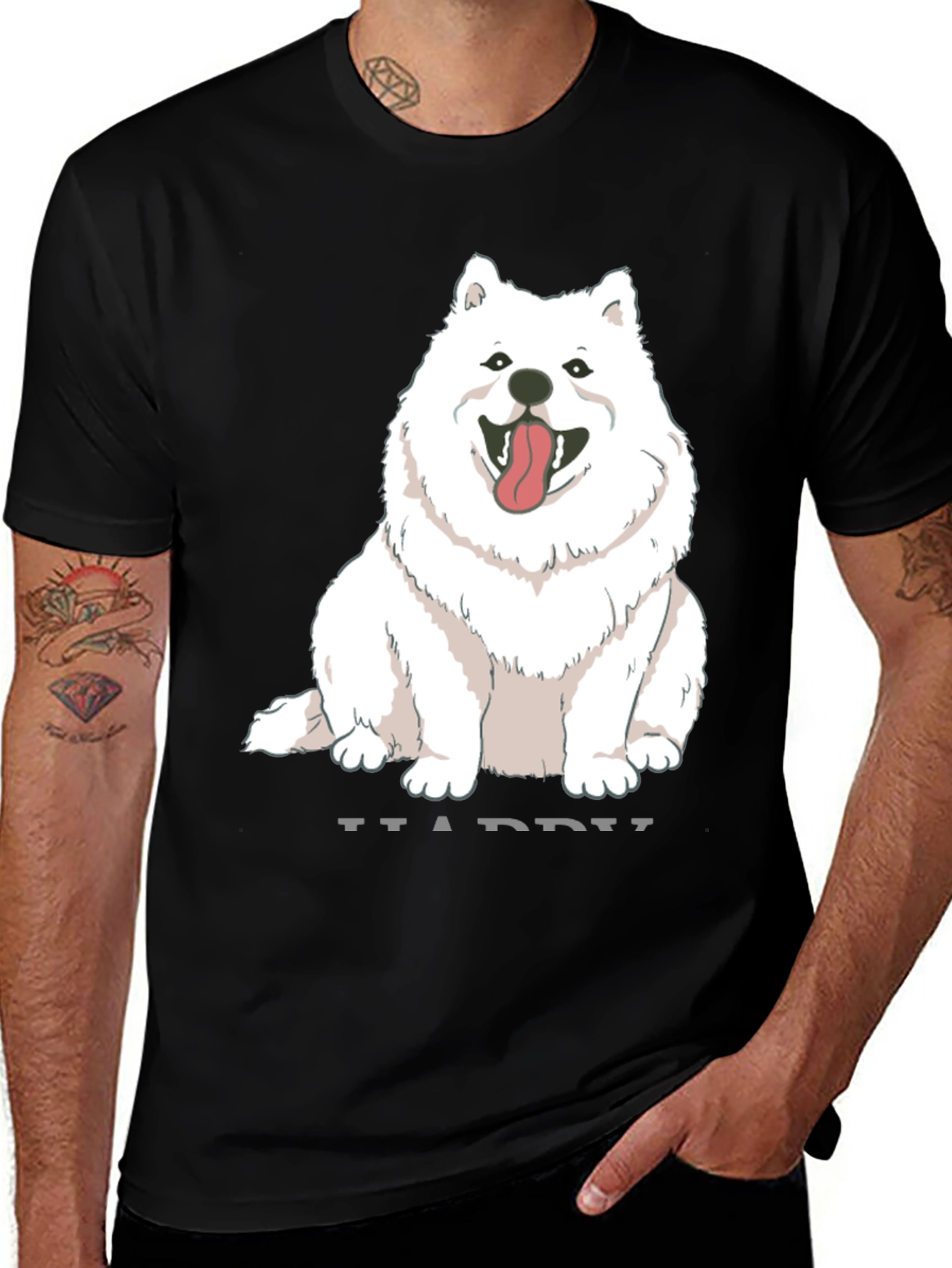 Variant 5 of Dog Cartoon Graphic Black T-Shirt