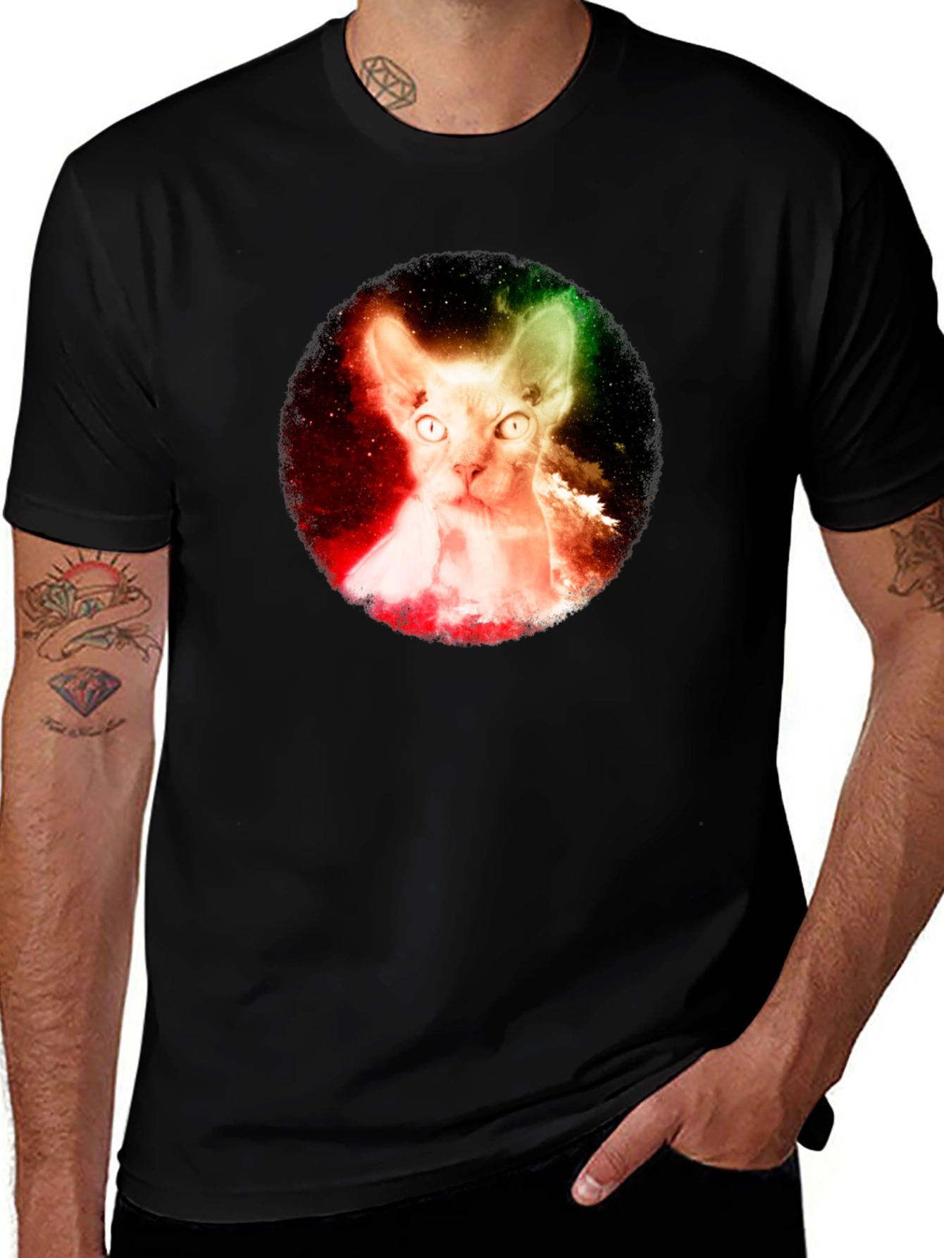 Variant 20 of Galaxy Sphynx Cat Graphic Tee - Unisex