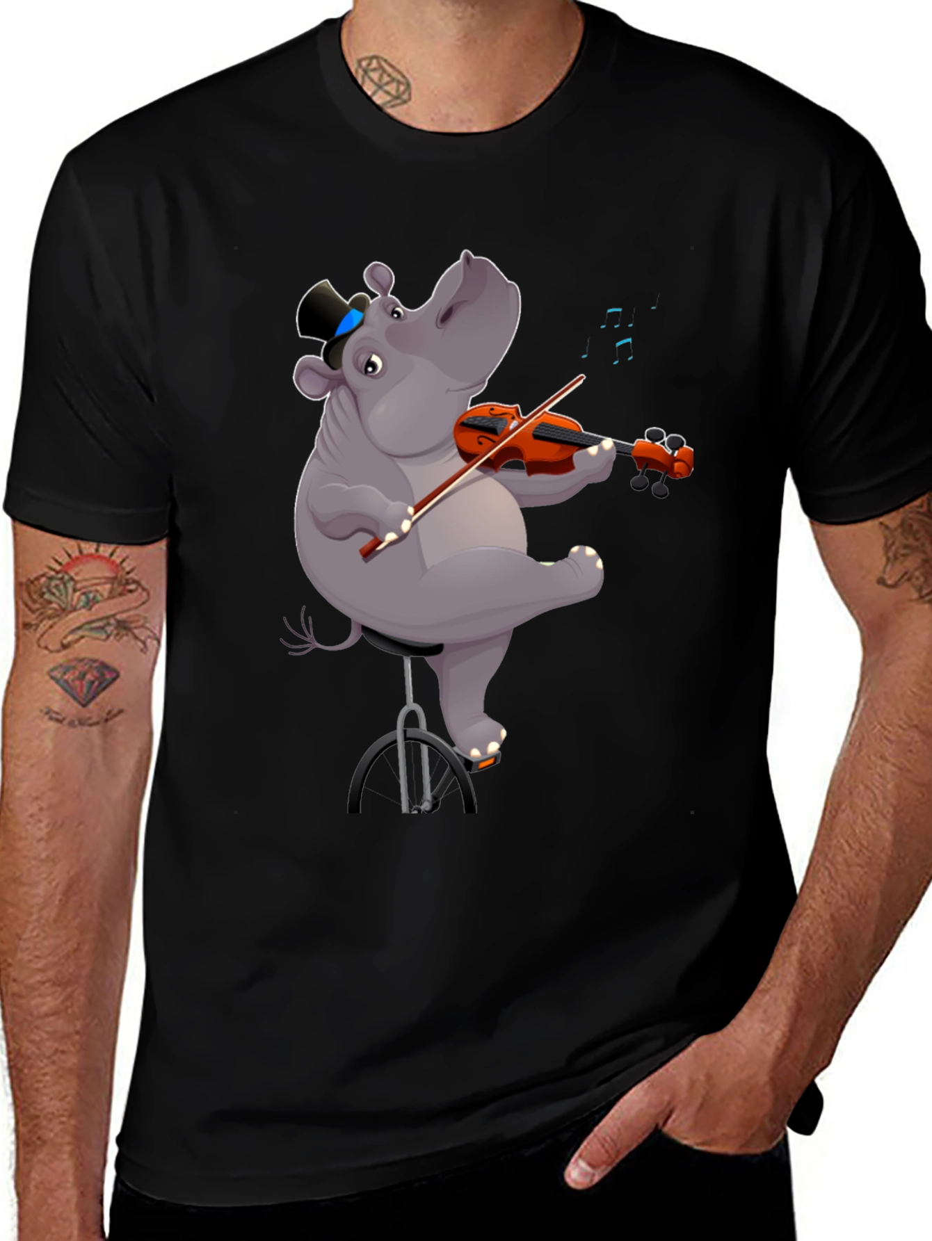Variant 29 of Hippo Violinist Graphic Tee