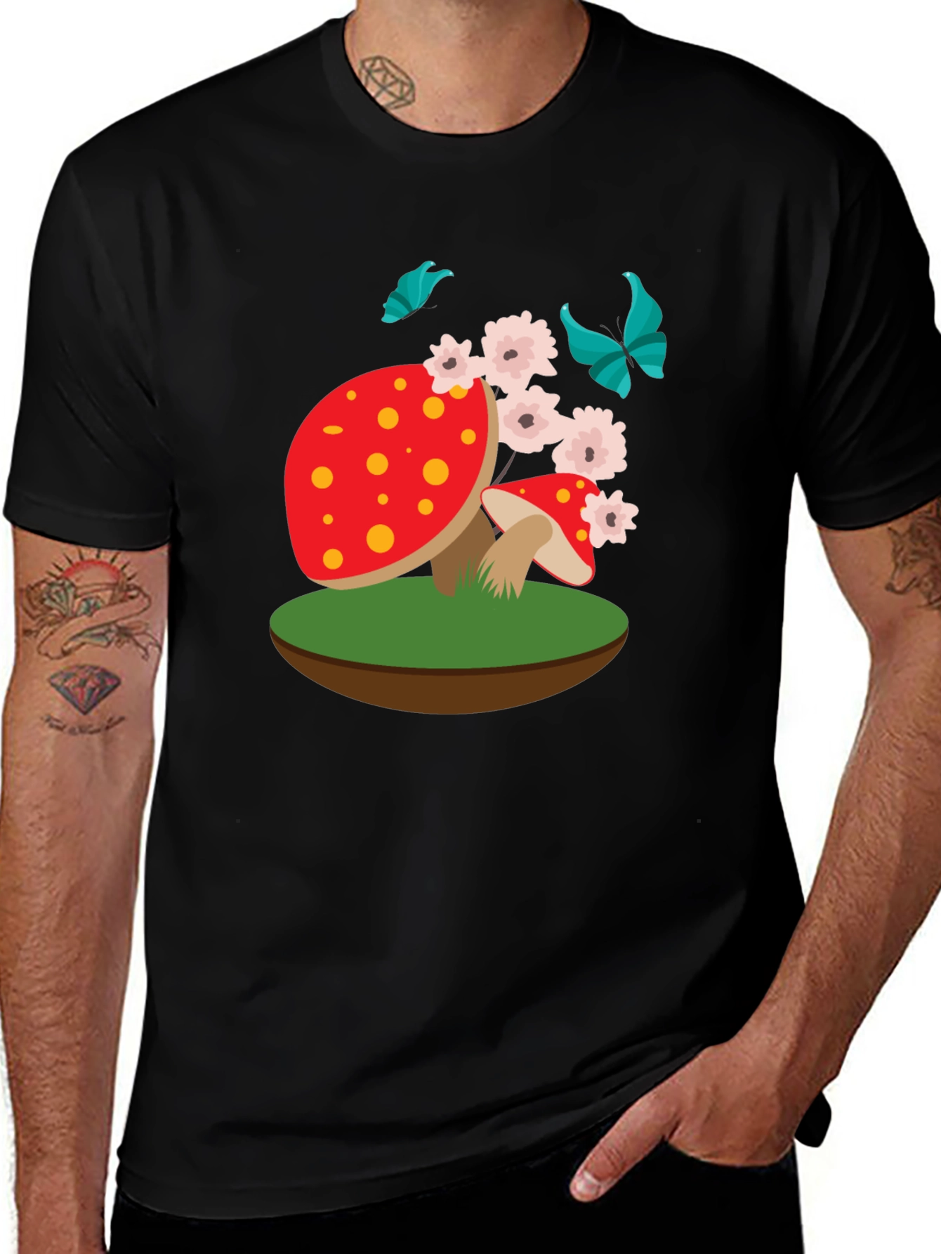 Variant 6 of Mushroom and Butterflies Graphic T-Shirt