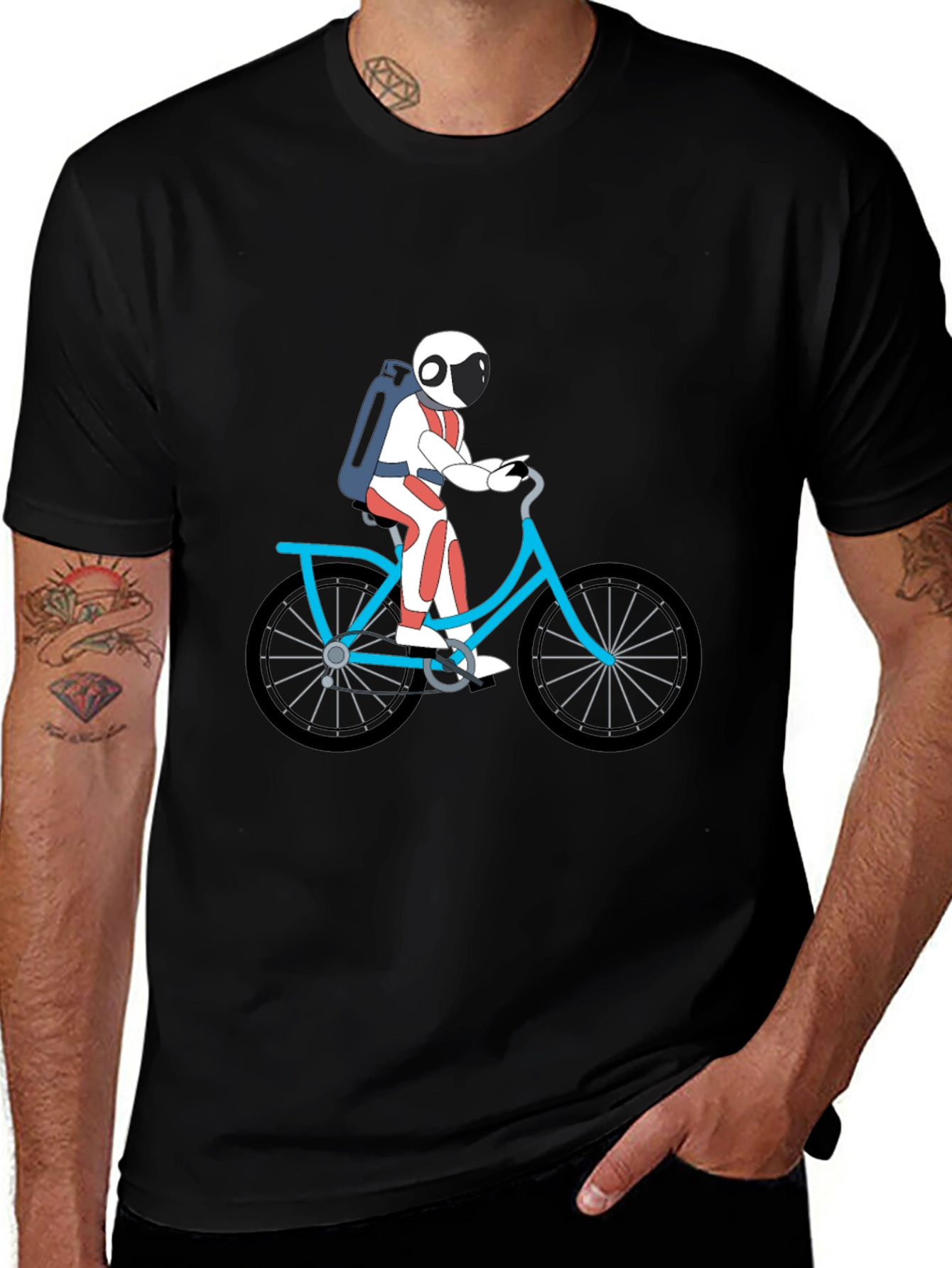 Variant 9 of Astronaut on Bike Graphic Tee - Black