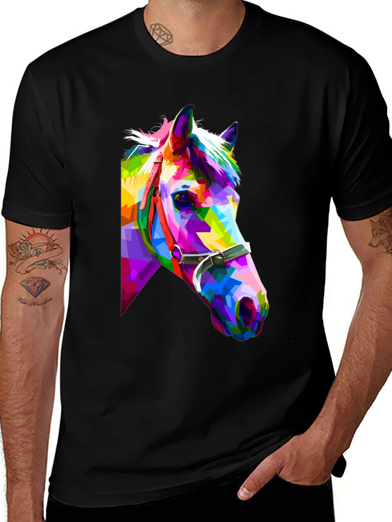 Variant 10 of Geometric Horse Tee - Colorful Animal Art T-Shirt