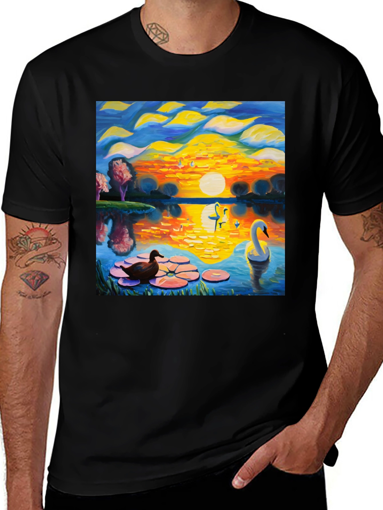 Variant 20 of Swan Lake Sunset Graphic Tee