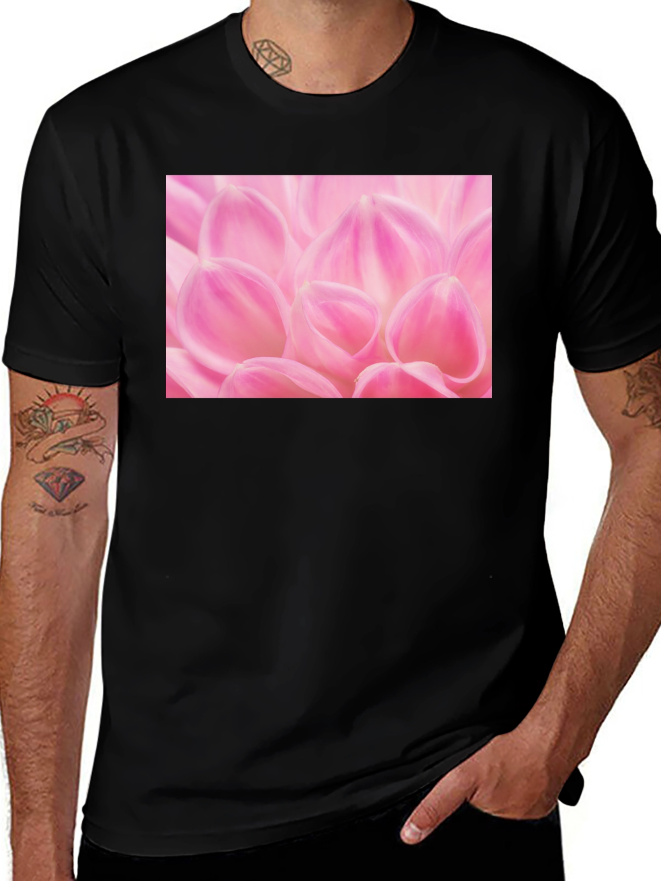 Variant 25 of Pink Petal Graphic Tee - Soft Floral Design