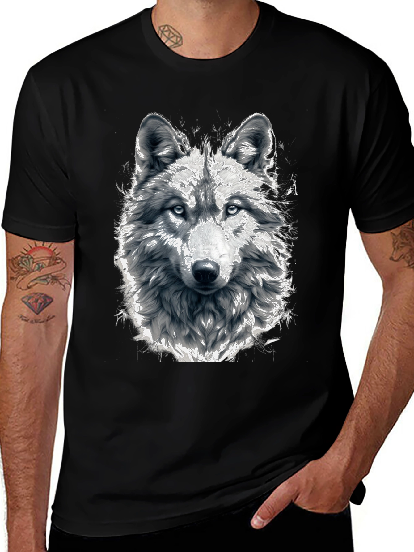 Variant 8 of Wolf Graphic Tee - Men's Black T-Shirt