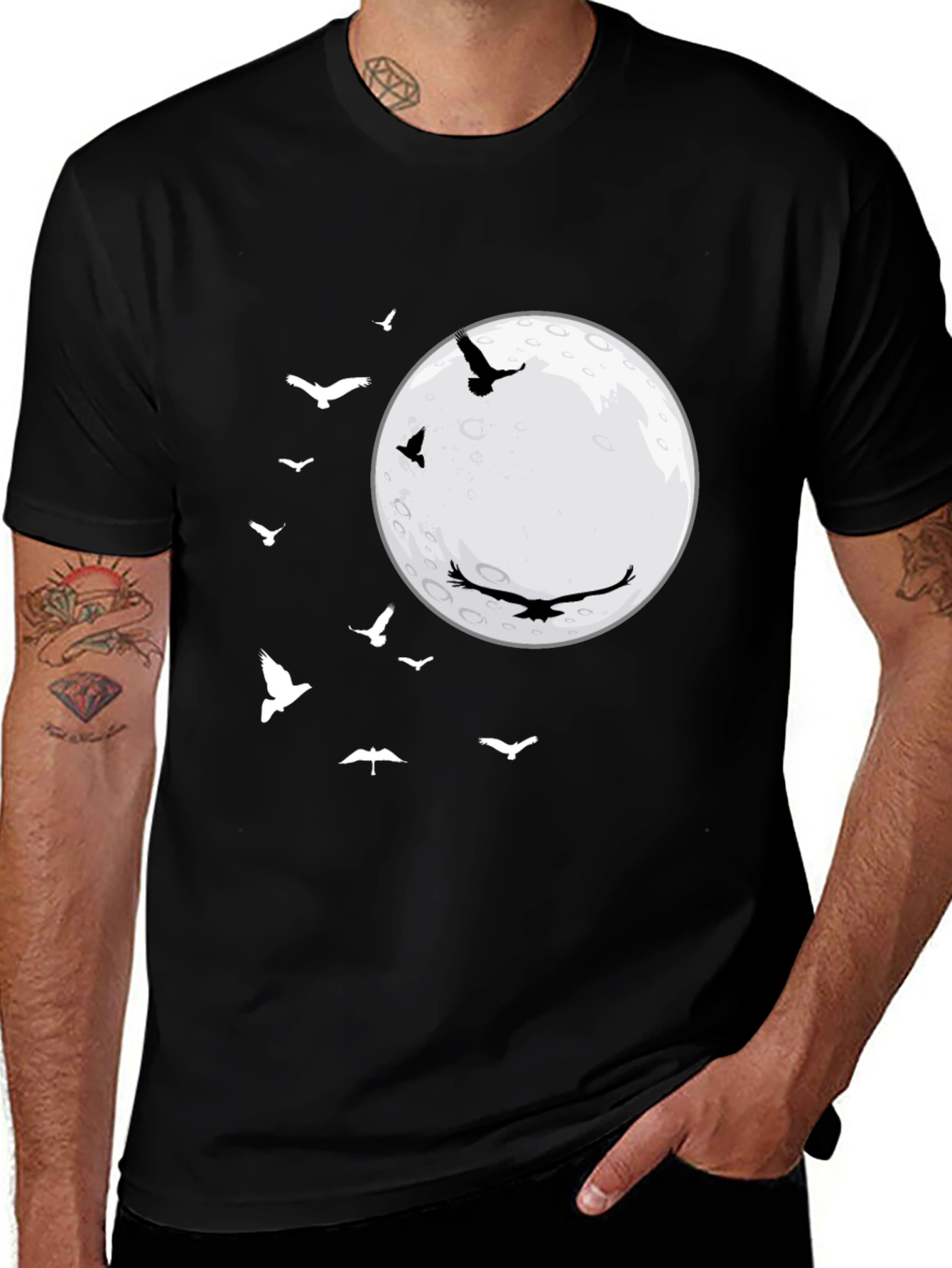 Variant 7 of Moon & Birds Graphic T-Shirt