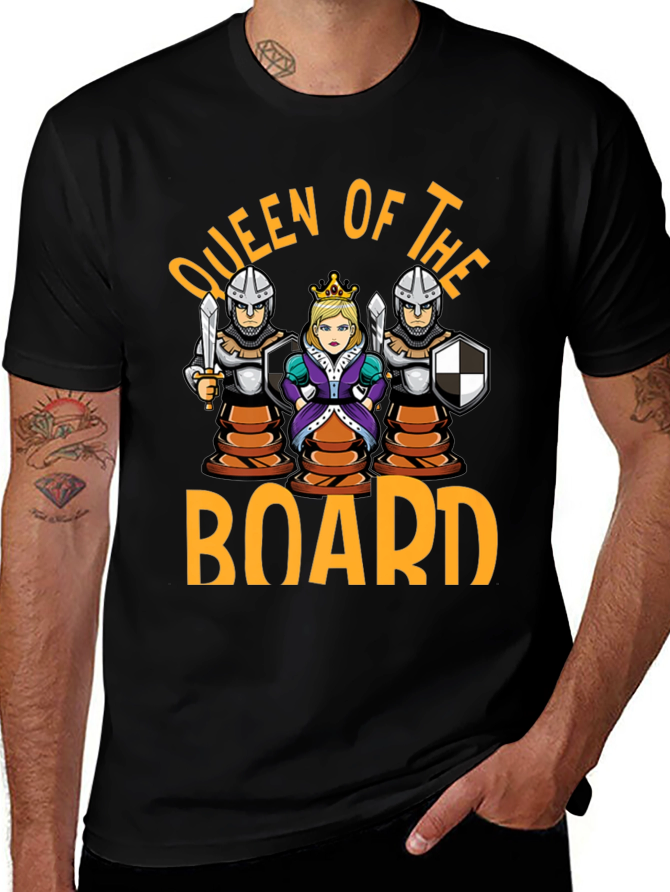 Variant 18 of Queen of The Board Chess Piece T-Shirt