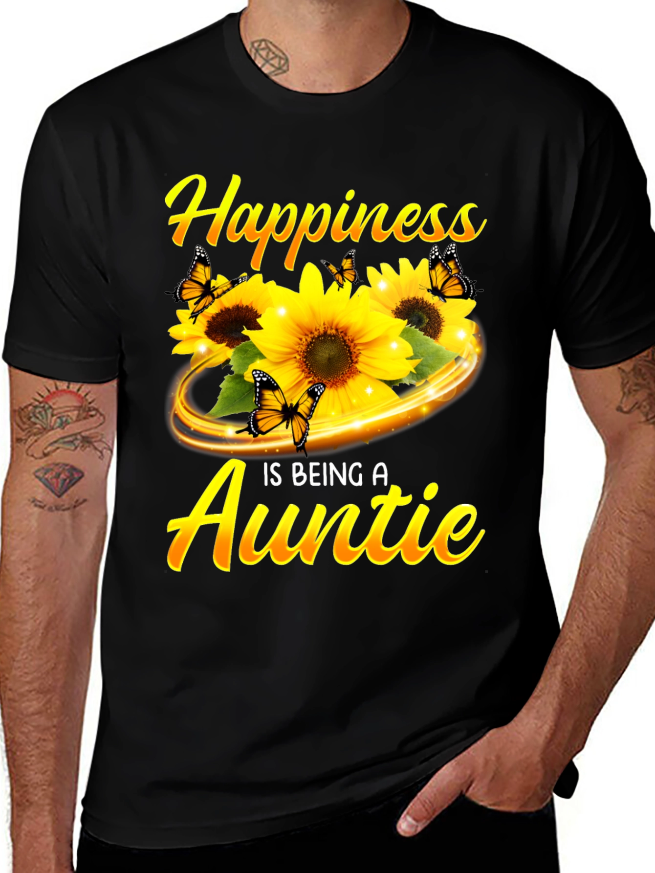 Variant 17 of Happiness Is Being A Auntie Sunflower Butterfly T-Shirt