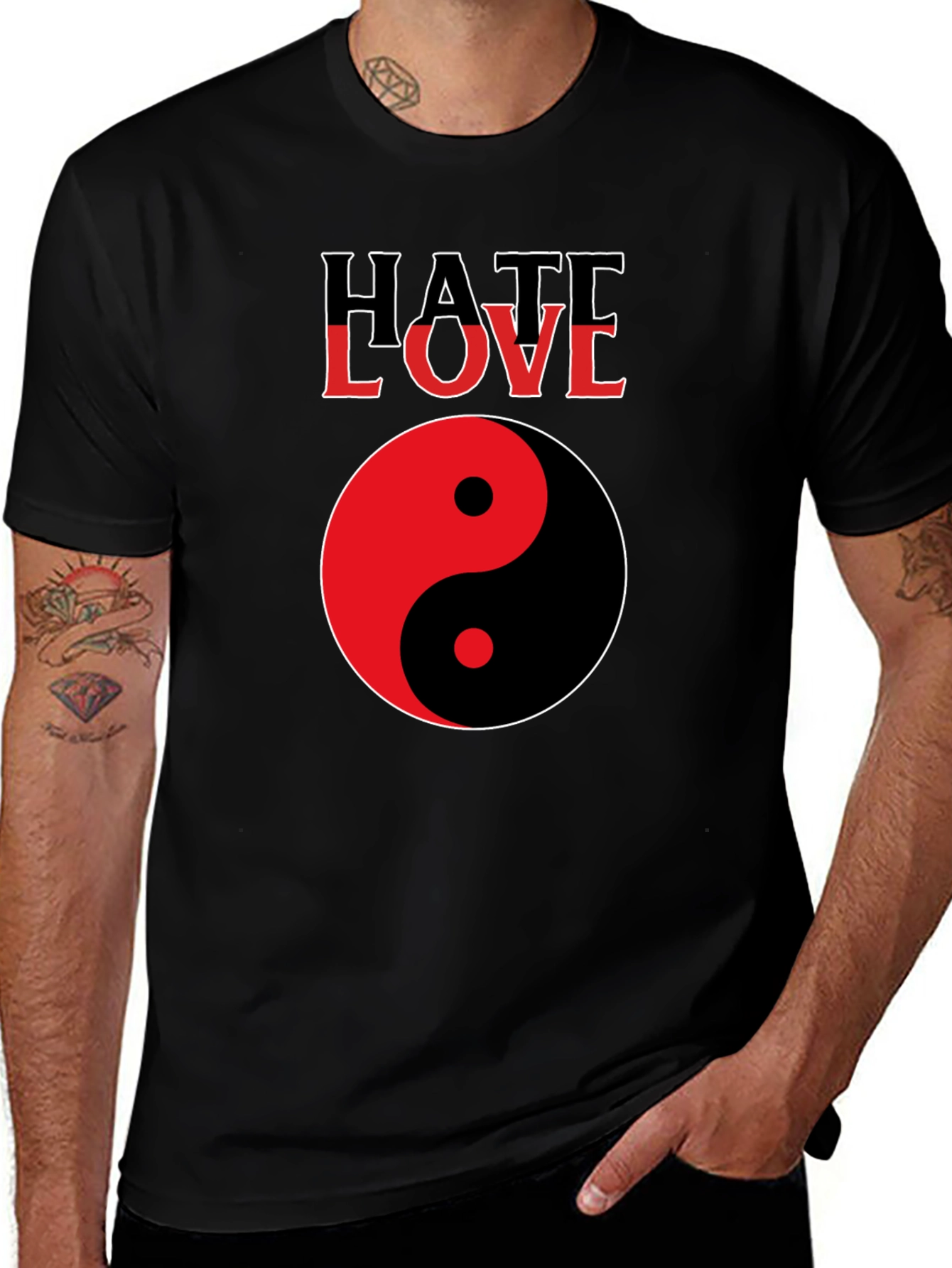 Variant 14 of Hate Love Yin Yang Graphic Tee