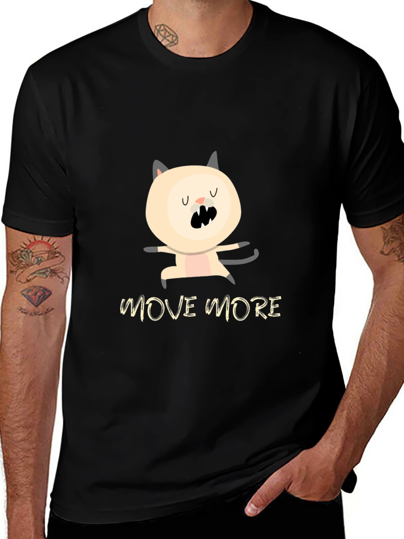 Variant 7 of Move More Graphic Tee - Black Cat