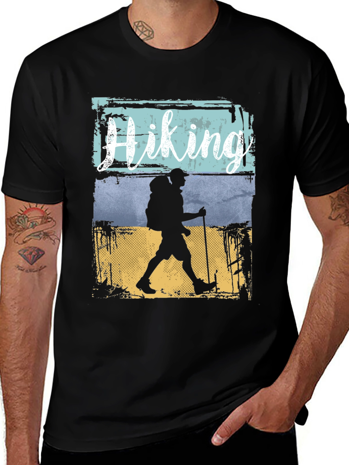 Variant 30 of Hiking Adventure Graphic Tee - Black Cotton T-Shirt